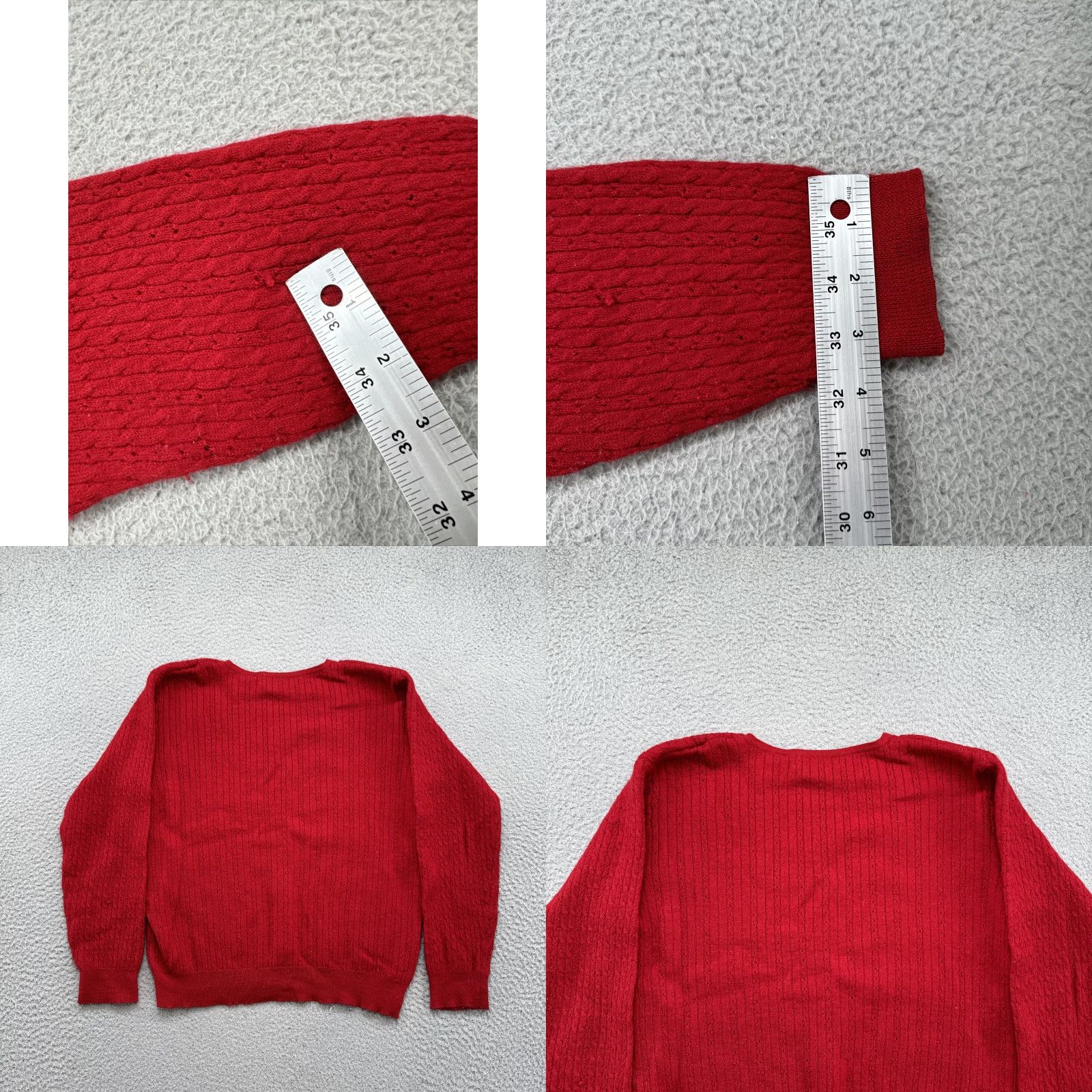 Liz Claiborne VINTAGE Liz Claiborne Women’s Red Merino Wool Blend Cable Knit Sweater Size M Size M / US 6-8 / IT 42-44 - 8 Thumbnail