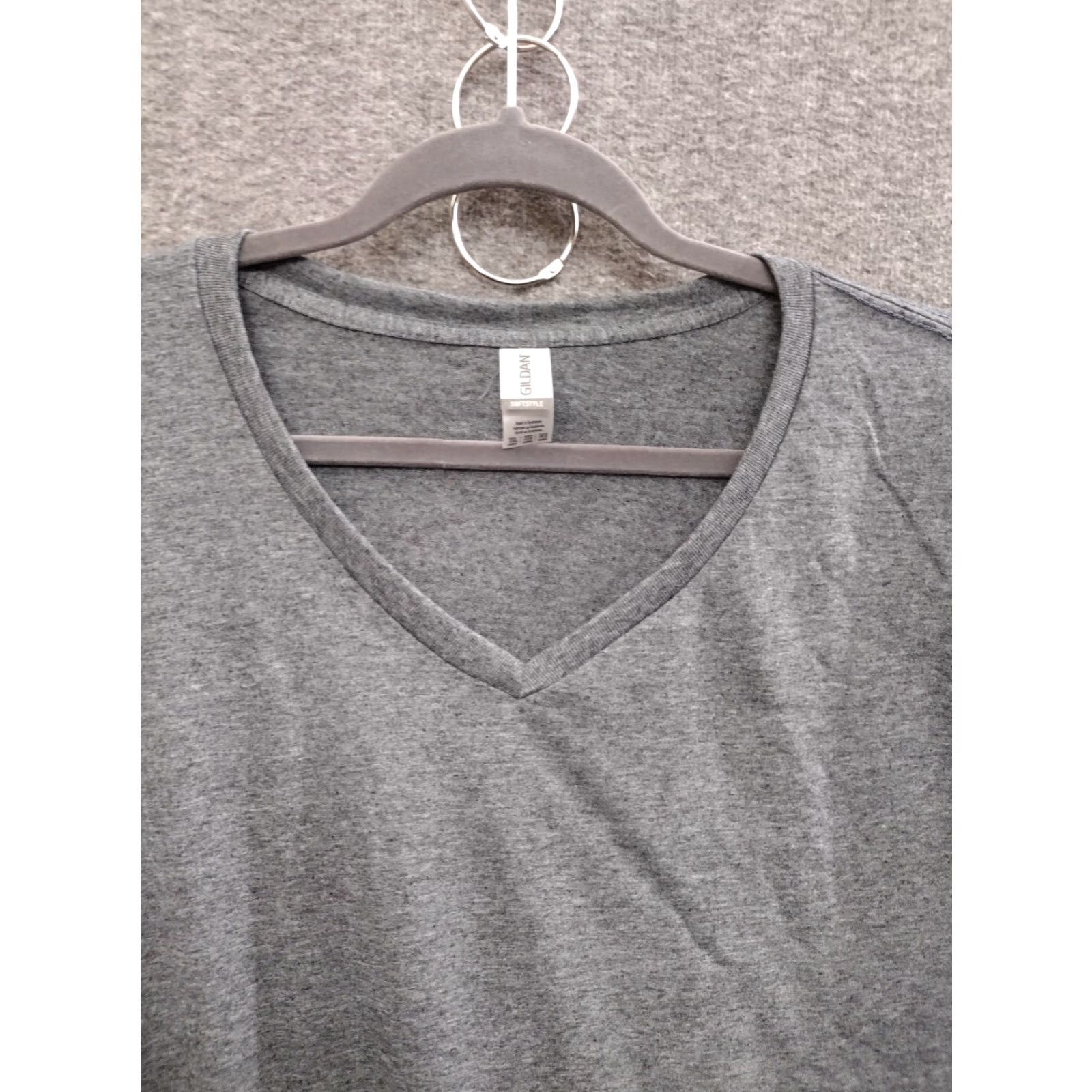 Gildan Gildan Women's V-Neck T-Shirt SoftStyle Fit 3XL Gray Ladies Tee Shirt Cap Sleeve Short Sleeve Size XXL / US 16-18 / IT 52-54 - 3 Thumbnail