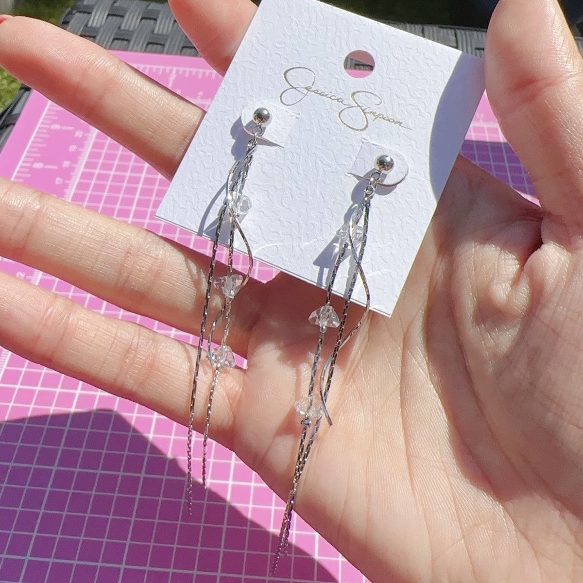 Jessica Simpson Jessica Simpson silver tone crystal diamonds tassels earri Size ONE SIZE - 4 Thumbnail