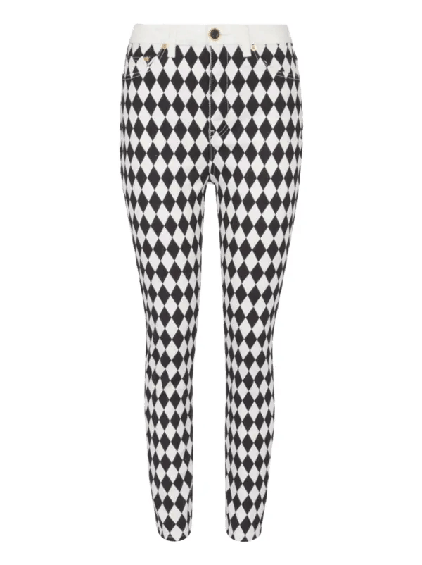 Balmain o1s1wg110825 Diamond Print Jeans in Black/White Size 26" / US 2 / IT 38 - 1 Thumbnail