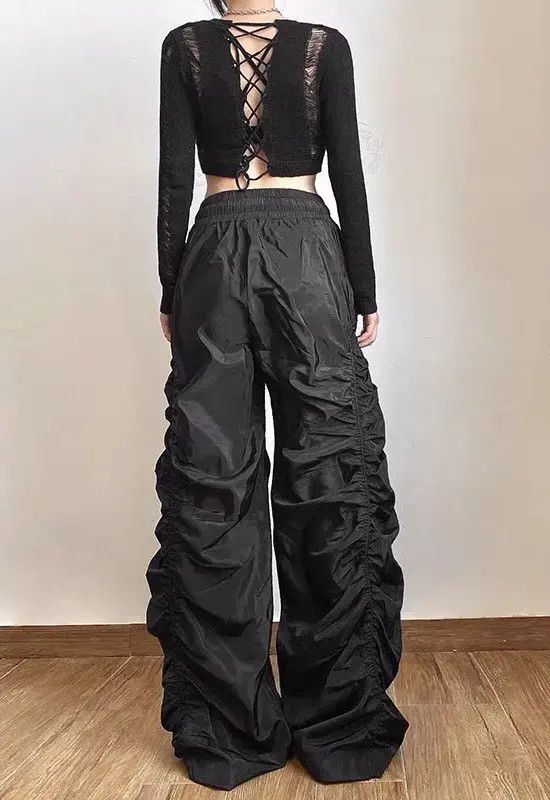 Other Black y2k ruched pants Size US 30 / EU 46 - 6 Thumbnail