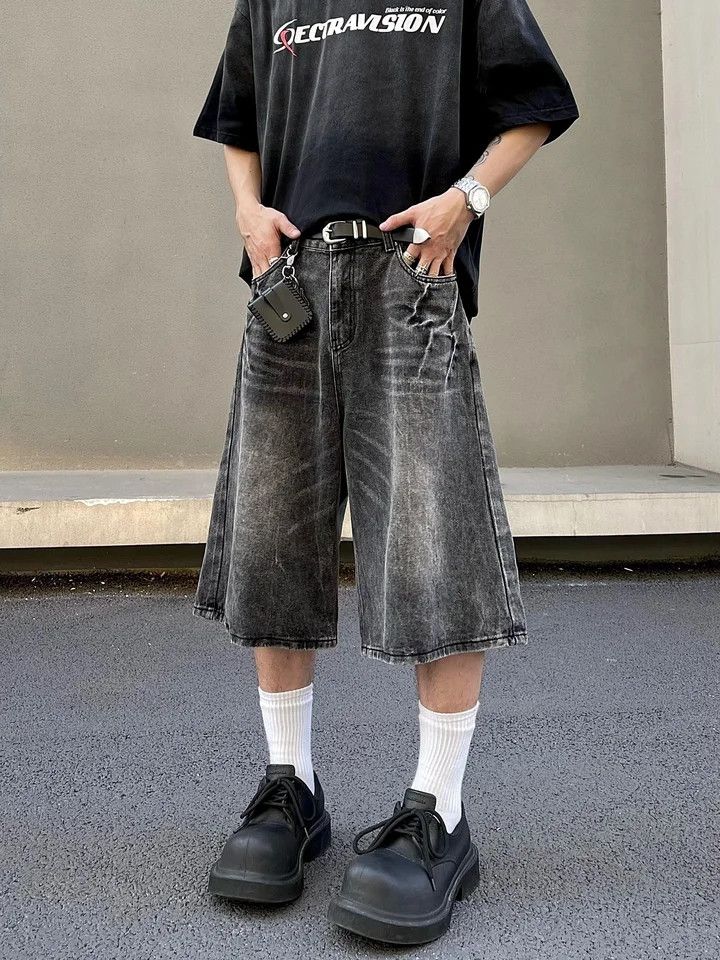 Vintage Black Thunder Fade Jorts Shorts Denim Jeans Size US 33 - 1 Thumbnail