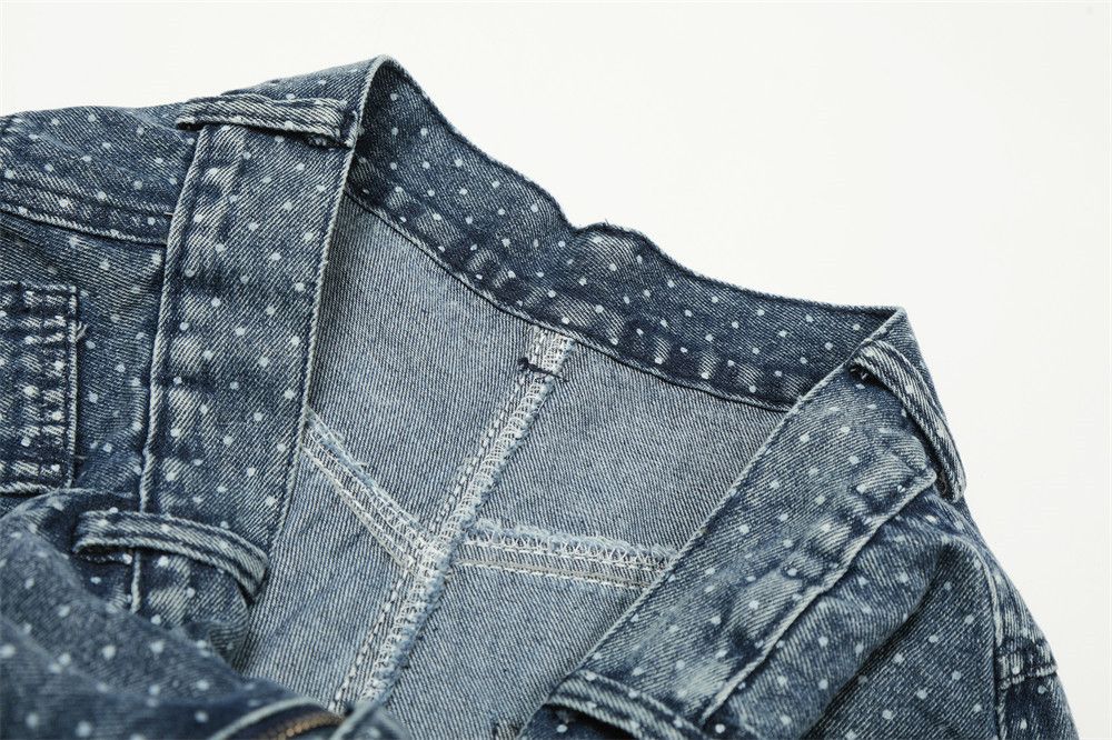 Jean Men's vintage heart-embroidered polka dot curved jeans Size US 32 / EU 48 - 4 Thumbnail