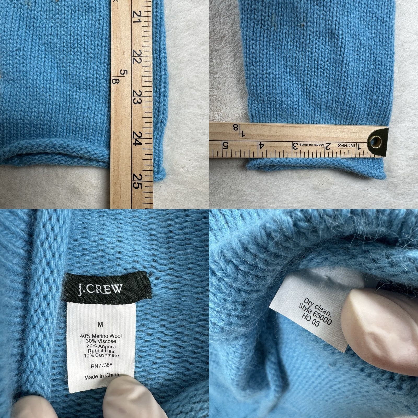 J.Crew J.CREW Merino Wool Blue Turtleneck Sweater Raglan Sleeve Pullover M Women’s Knit Lightweight Breathable Classic Academia Winter Fall Spring Vintage No Size M / US 6-8 / IT 42-44 - 9 Thumbnail