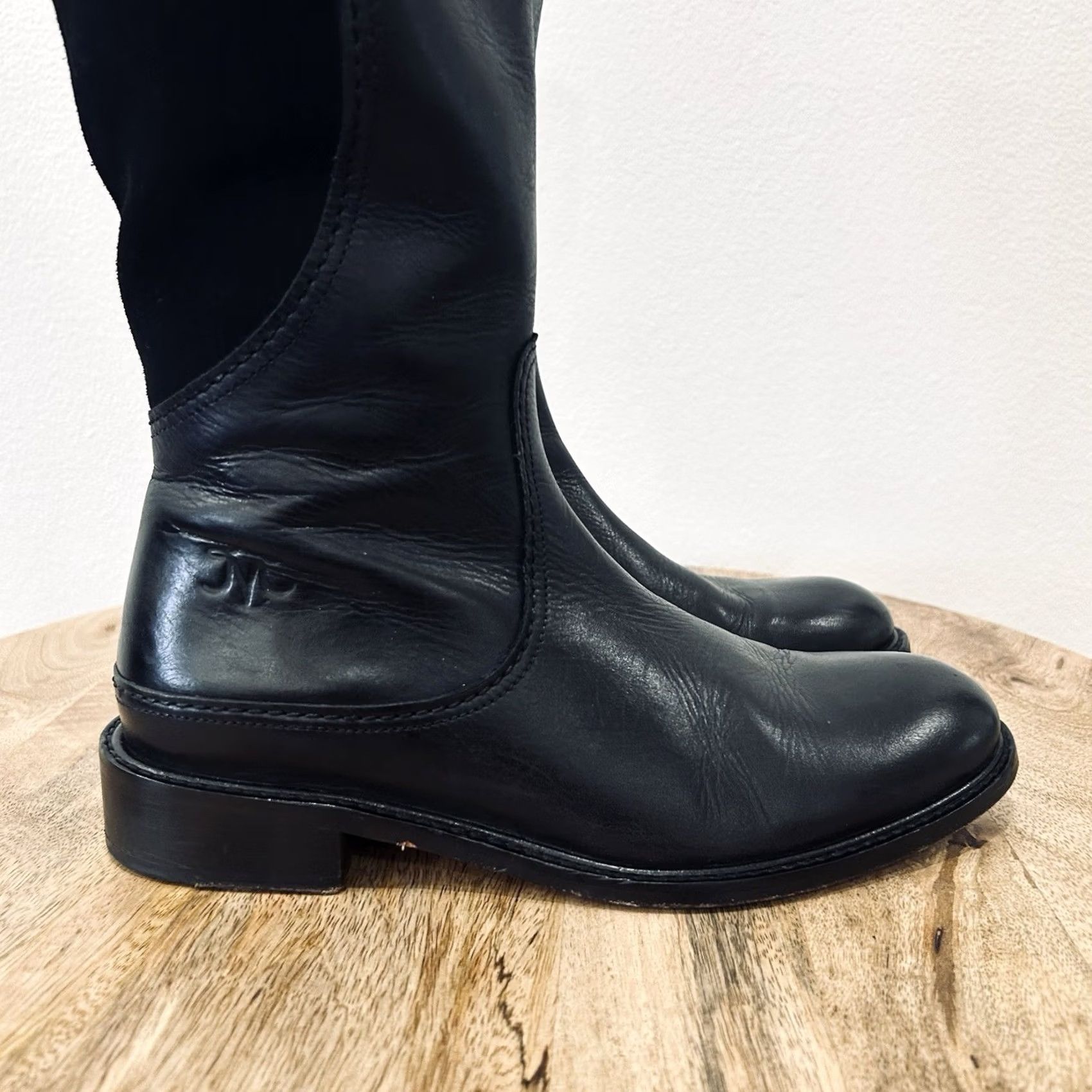 Vero Cuoio Boots Knee High Leather Riding Black 7 M Womens 