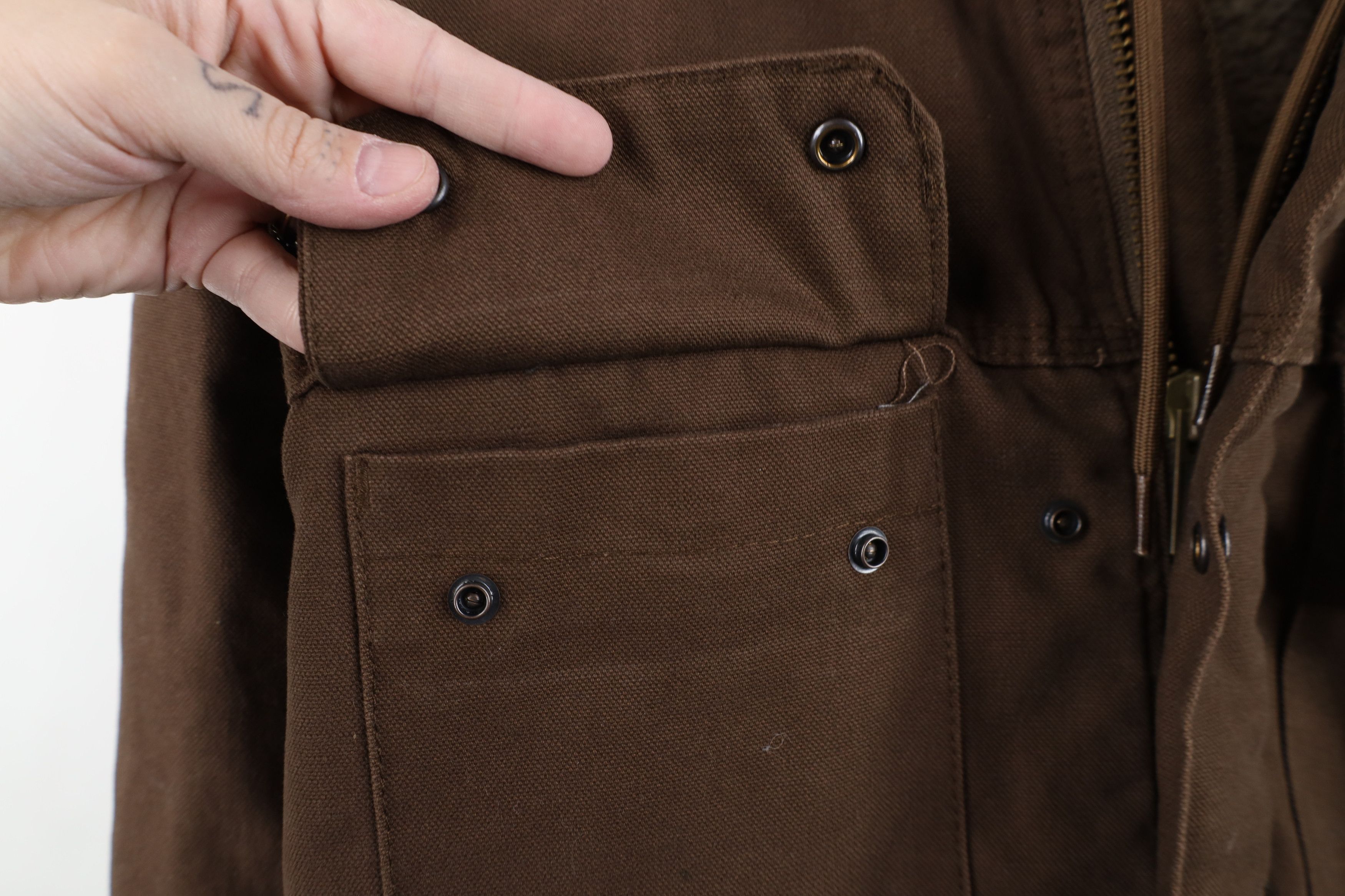 Vintage Vintage Y2K Streetwear Lined Canvas Hooded Jacket Brown Size US XXL / EU 58 / 5 - 6 Thumbnail