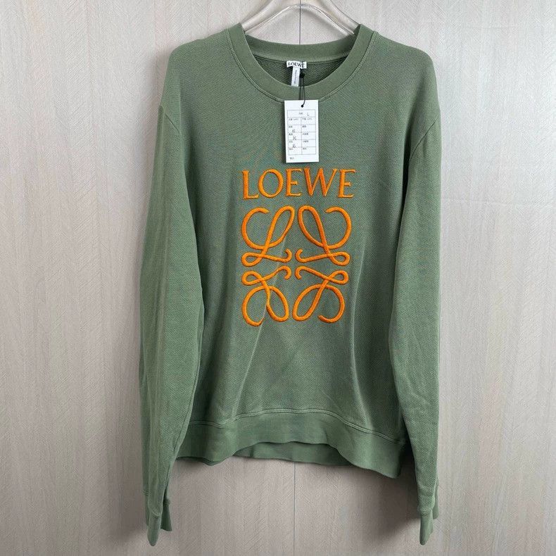 Loewe Loewe Gray Green Sweatshirt with Orange Logo Size US L / EU 52-54 / 3 - 5 Thumbnail