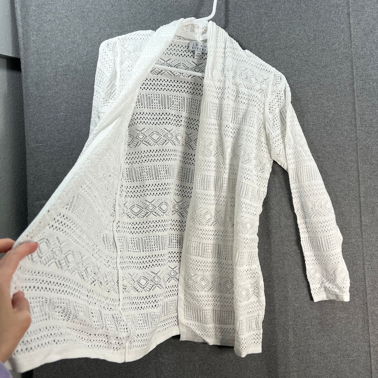 Other Joan Rivers Crochet Stripe Open Front Cardigan White Size XXS / US 00 / IT 34 - 4 Thumbnail