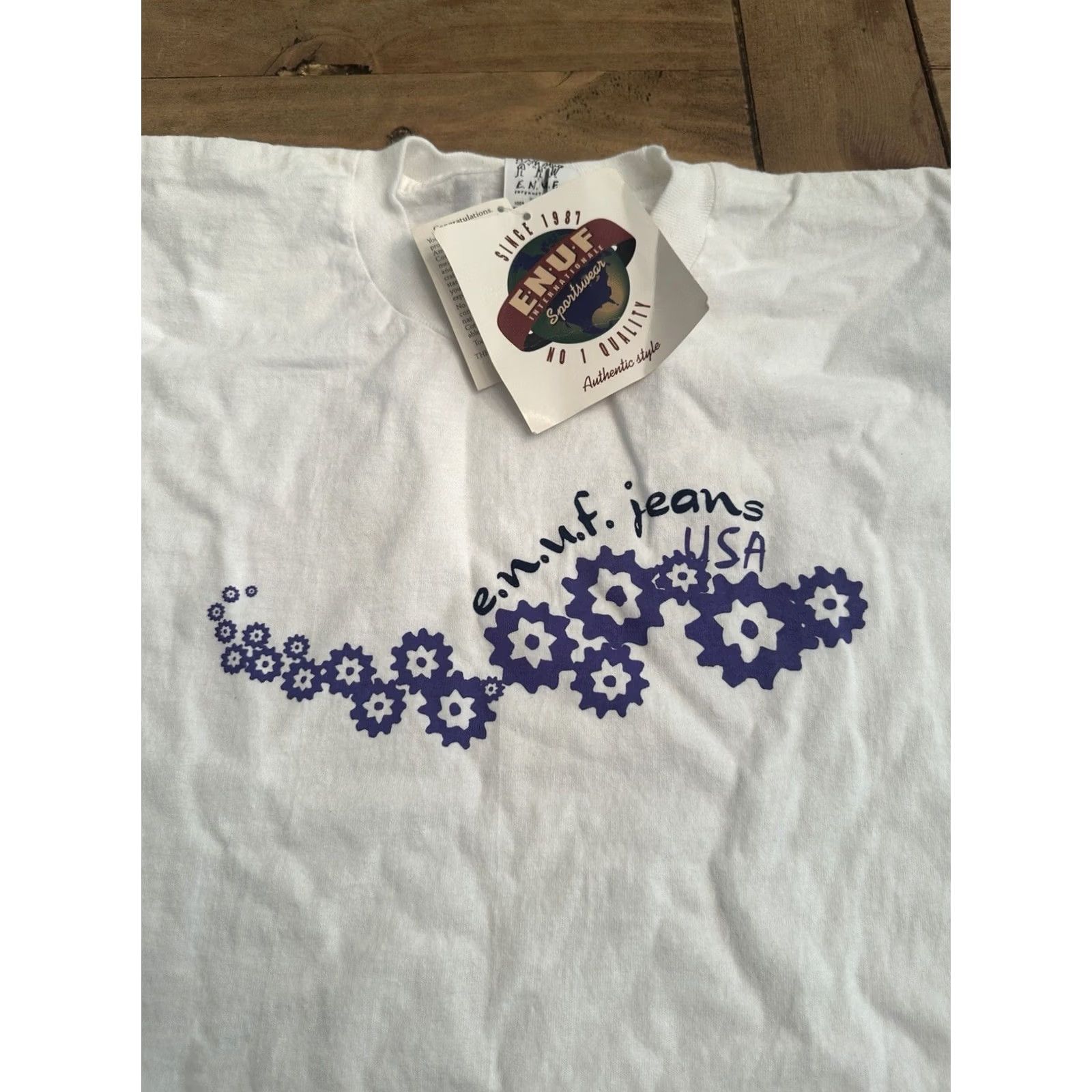 Vintage VINTAGE 90s ENUF Embroidered T-Shirt XL White Womens Unisex Adults NWT Single Stitch Size XL / US 12-14 / IT 48-50 - 2 Thumbnail