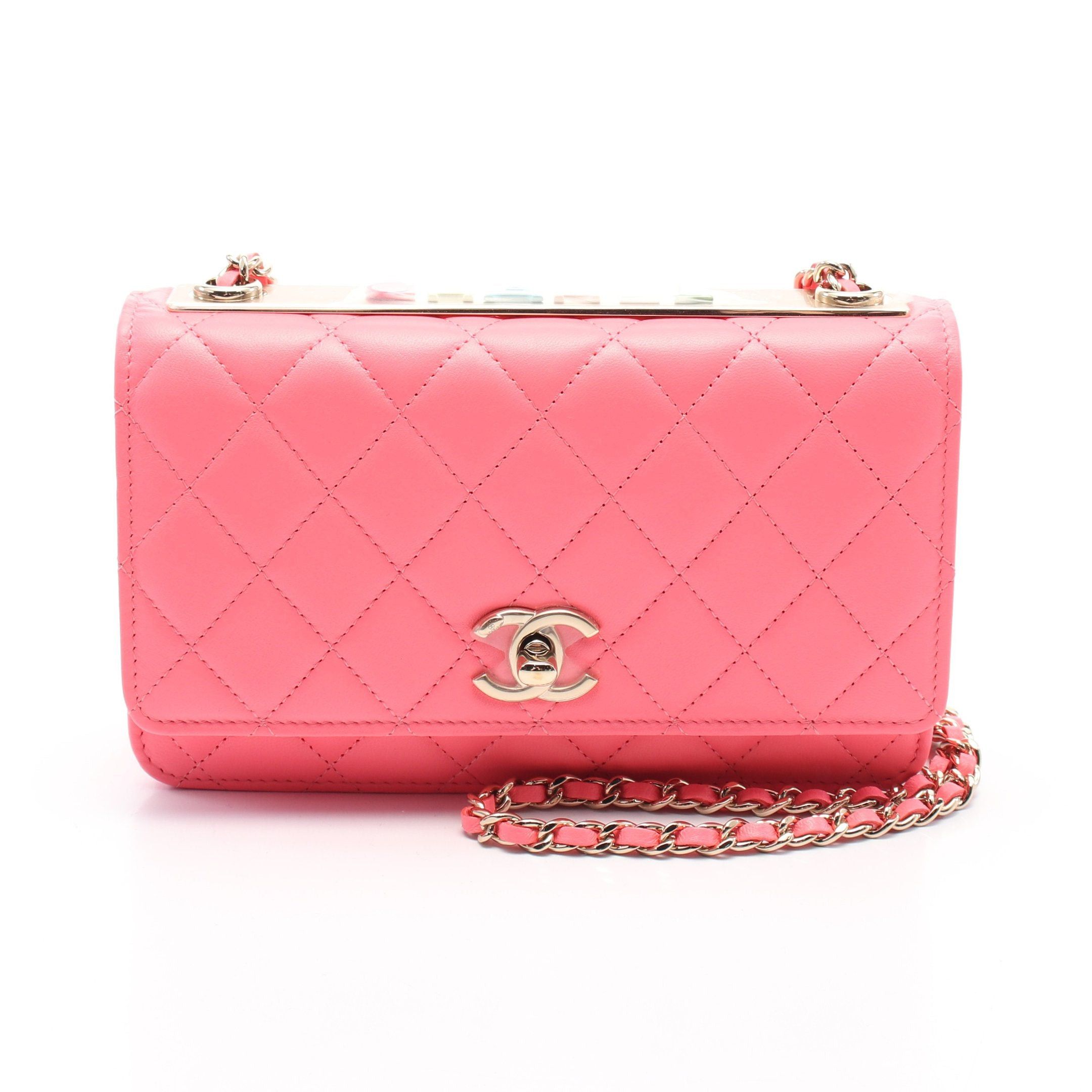 Chanel Chanel Matelasse Chain Wallet Leather Pink Gold Hardware Size ONE SIZE - 1 Thumbnail