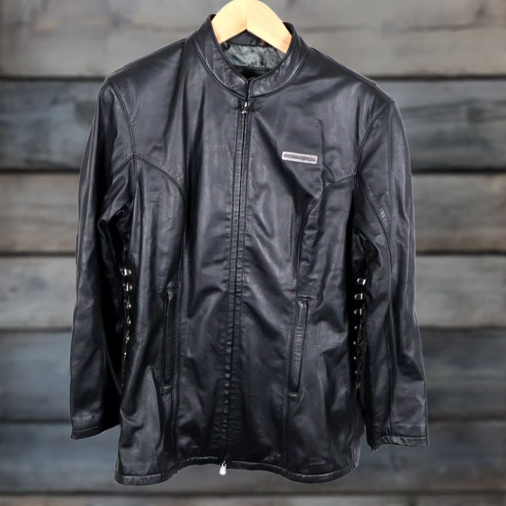 Harley Davidson Harley-Davidson Leather Jacket Women's Large Black Laced Sides Biker Racer Moto Jacket Size L / US 10 / IT 46 - 1 Thumbnail