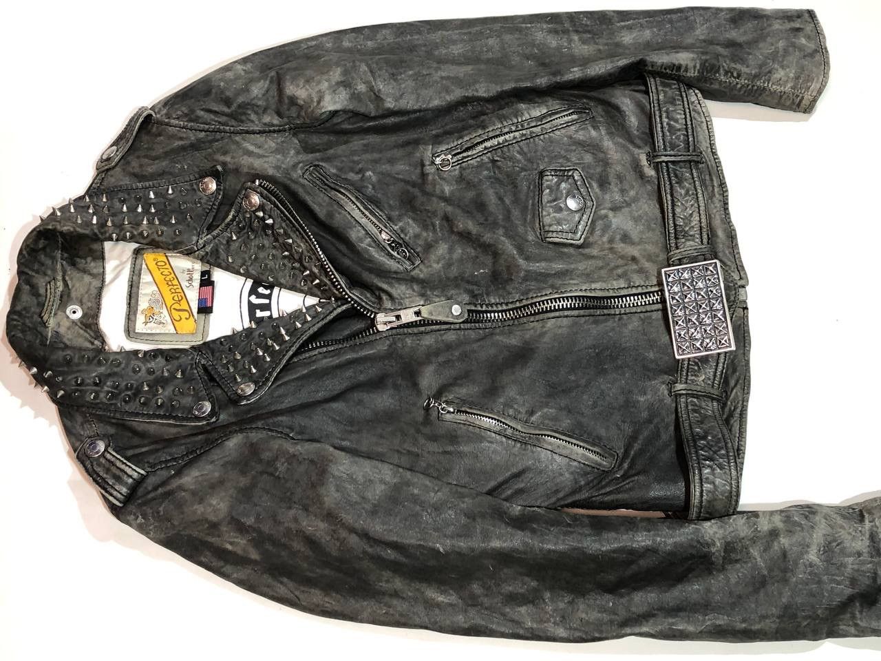 Schott Vintage Schott Perfecto Grey Leather Jacket Size L / US 10 / IT 46 - 5 Thumbnail