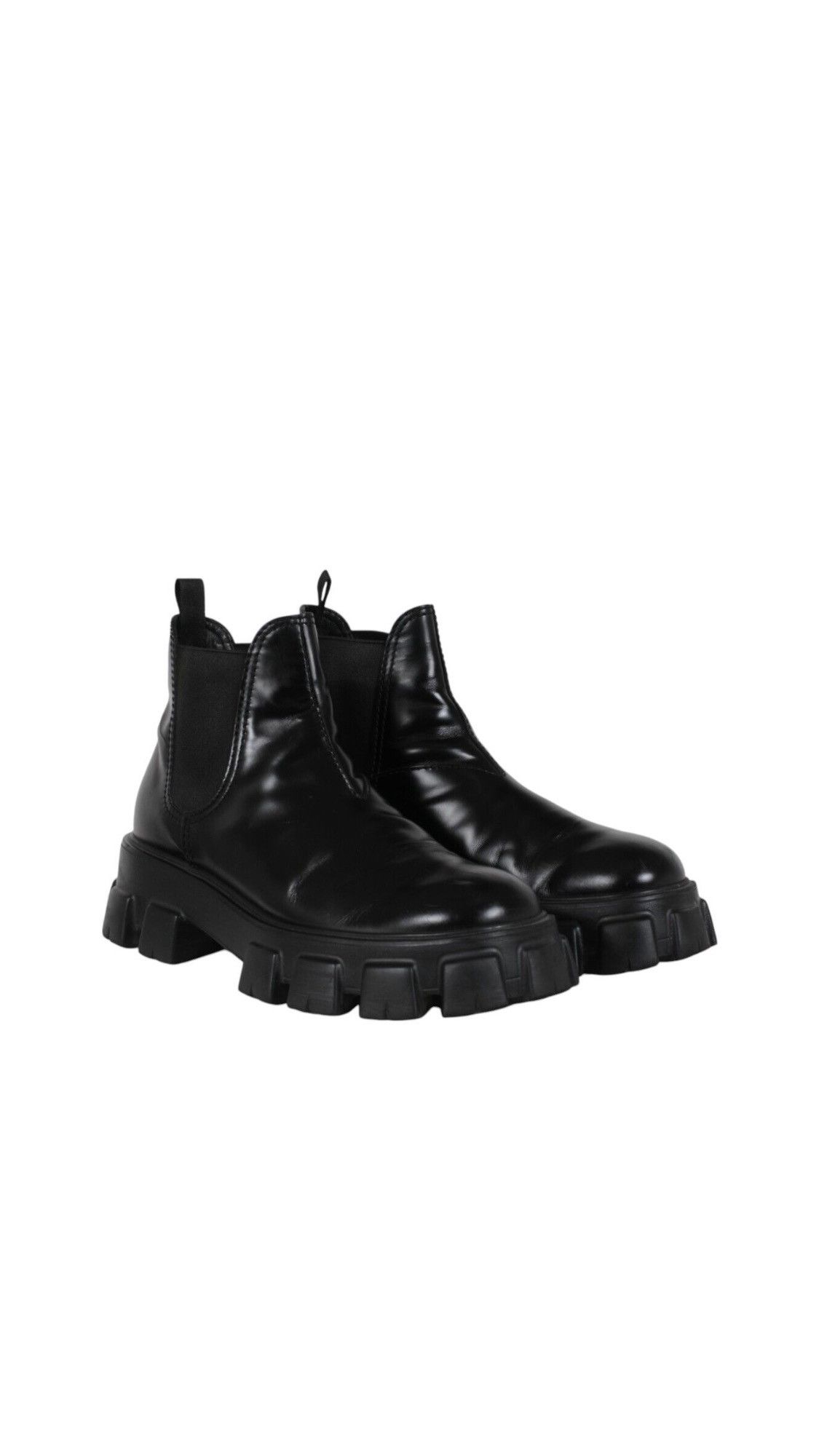 Prada Monolith Chelsea Boots Black Leather - 02511B Size US 11 / EU 44 - 1 Thumbnail