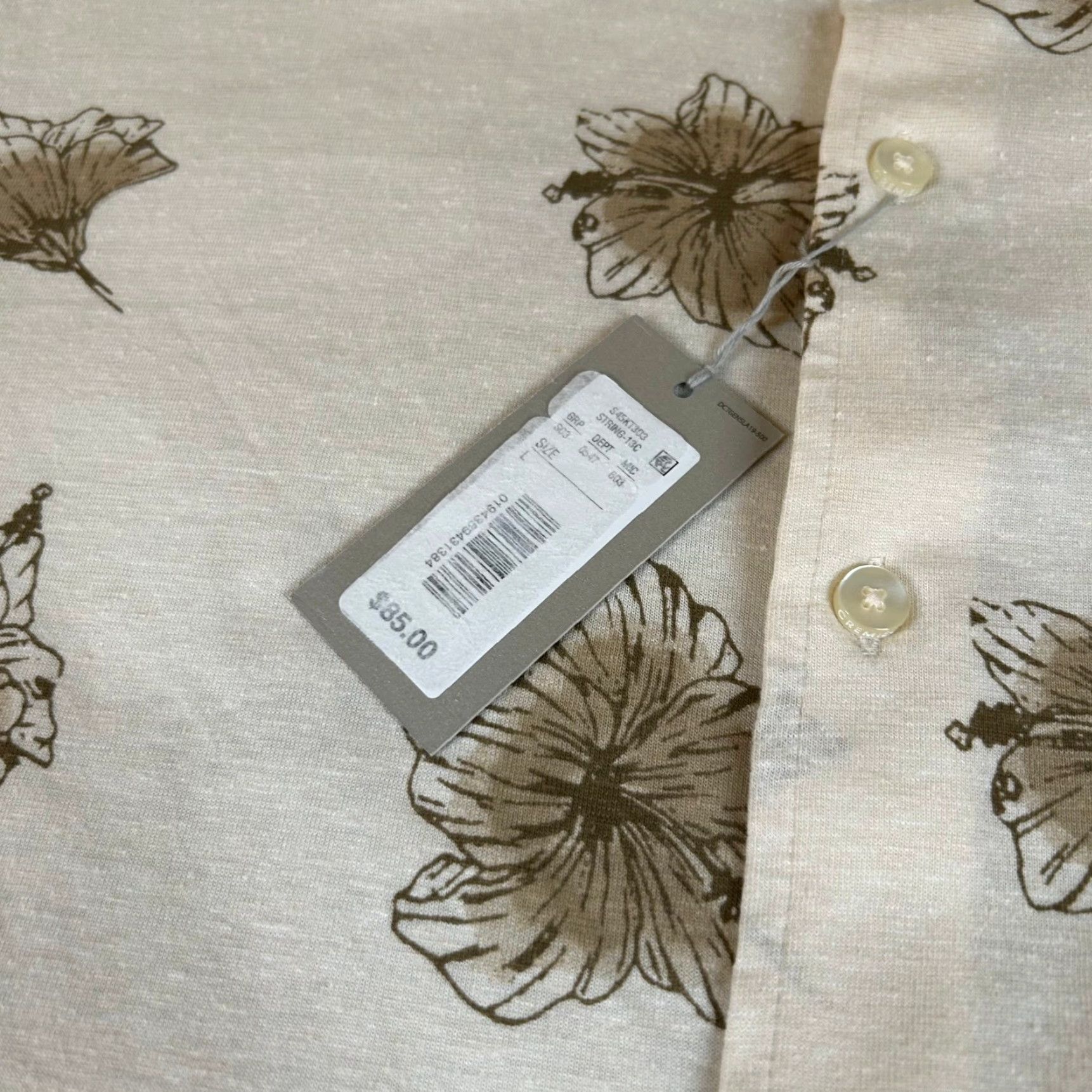 Cremieux Daniel Cremieux Floral Button-Up Shirt Short Sleeve Linen Blend Mens Large NWT Beige Size US L / EU 52-54 / 3 - 5 Thumbnail