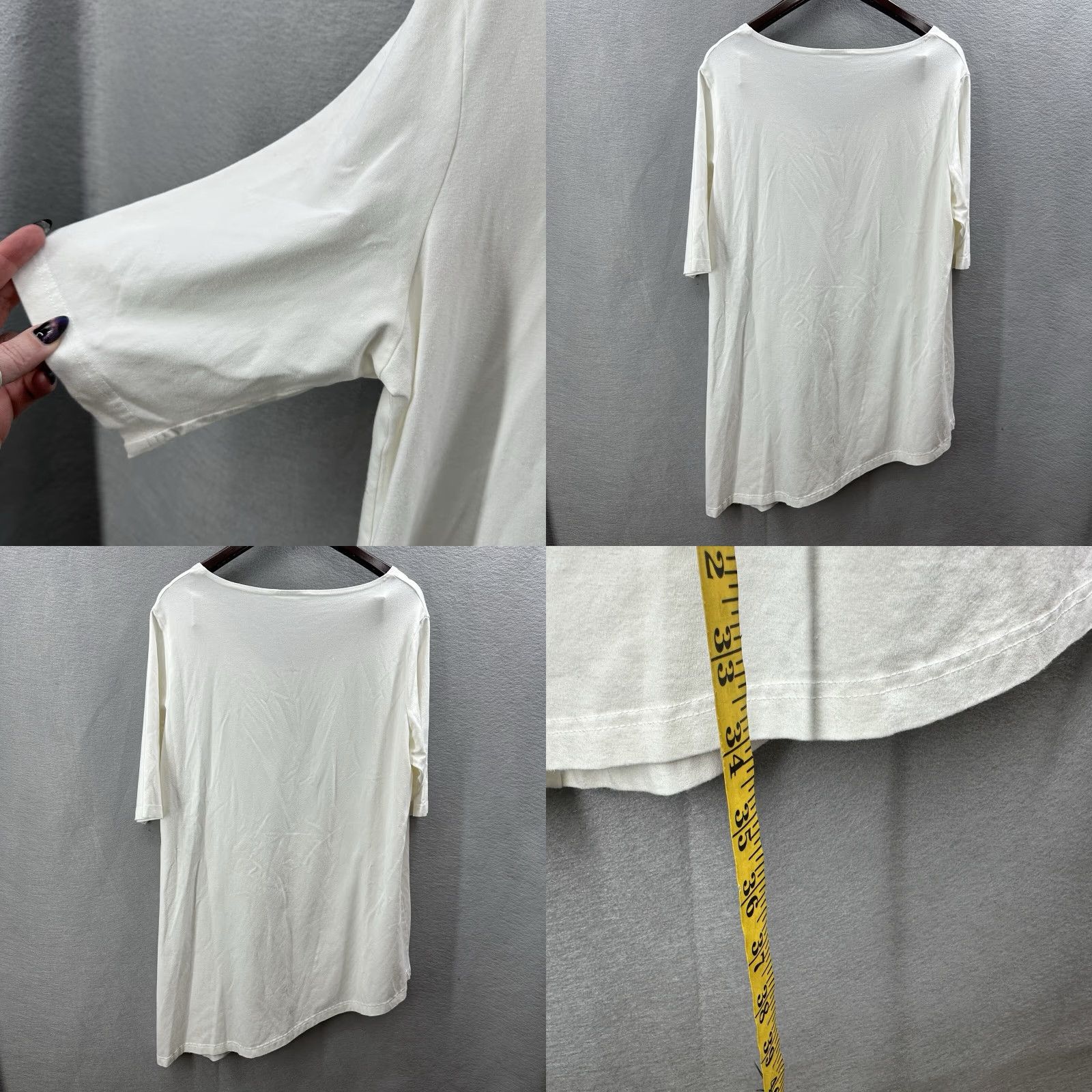 Vintage Bryn Walker Asymmetrical Tunic Blouse Womens XL White 3/4 Sleeve Casual Artsy Bohemian Size XL / US 12-14 / IT 48-50 - 8 Thumbnail