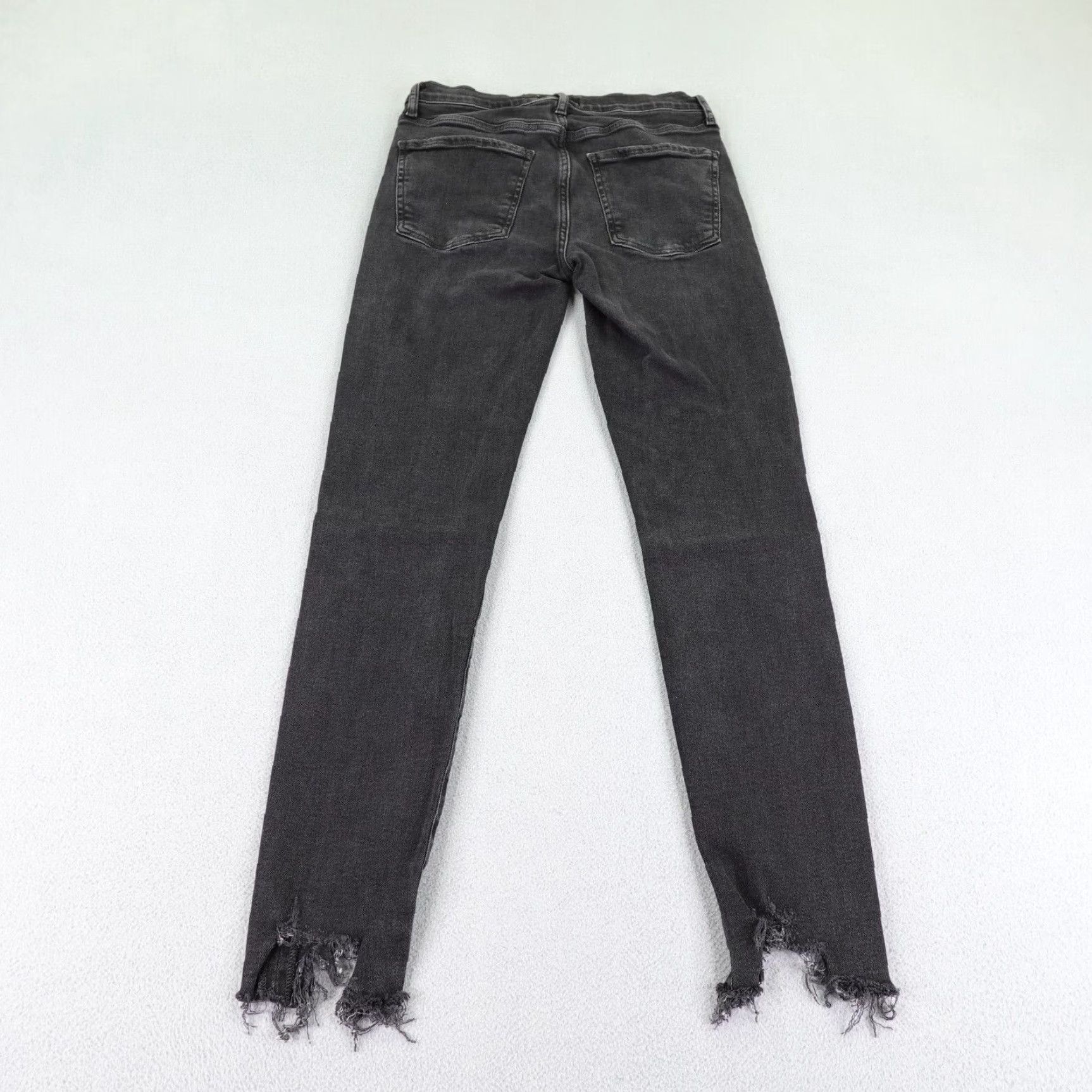 Agolde VINTAGE AGOLDE Jeans Womens 28 Black Denim Sophie High Rise Skinny Fray Stretch Pants Regular Rise Stonewashed Dark Denim Women Jeans Size 26" / US 2 / IT 38 - 4 Thumbnail