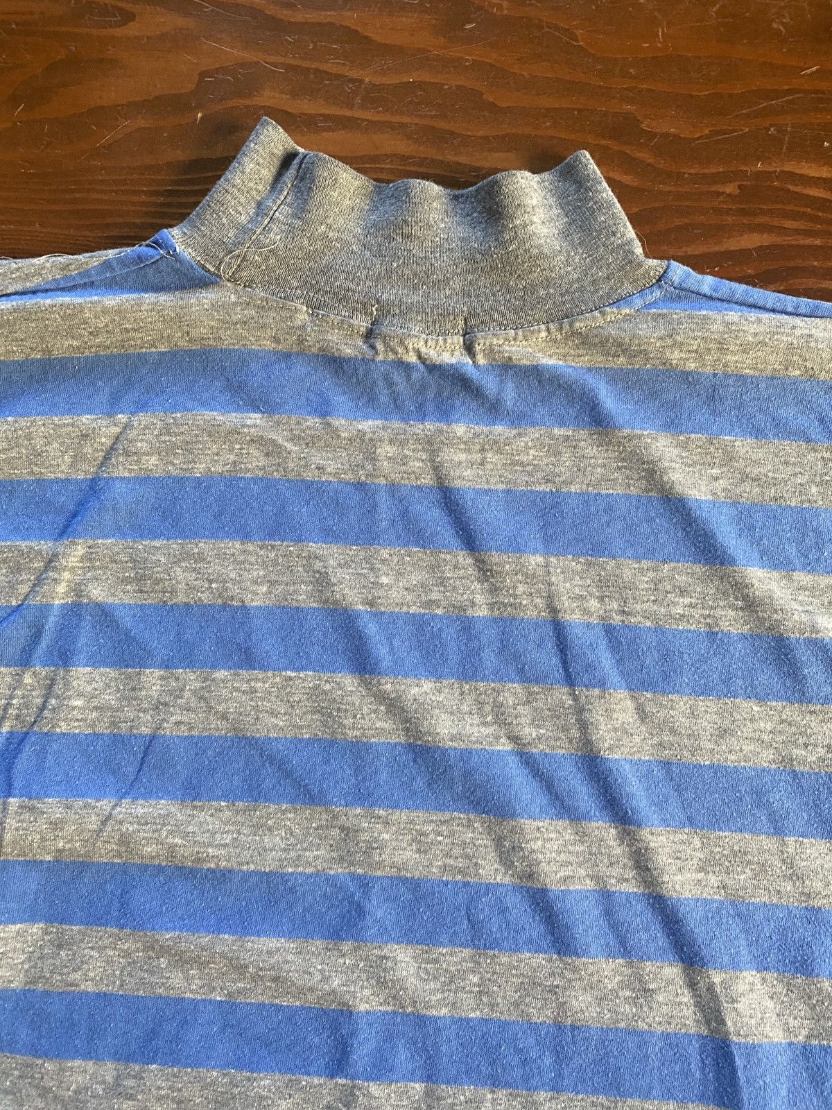 Vintage Vintage Blue & Grey Single Stitch Mock Neck Long Sleeve Tee Size US M / EU 48-50 / 2 - 13 Thumbnail