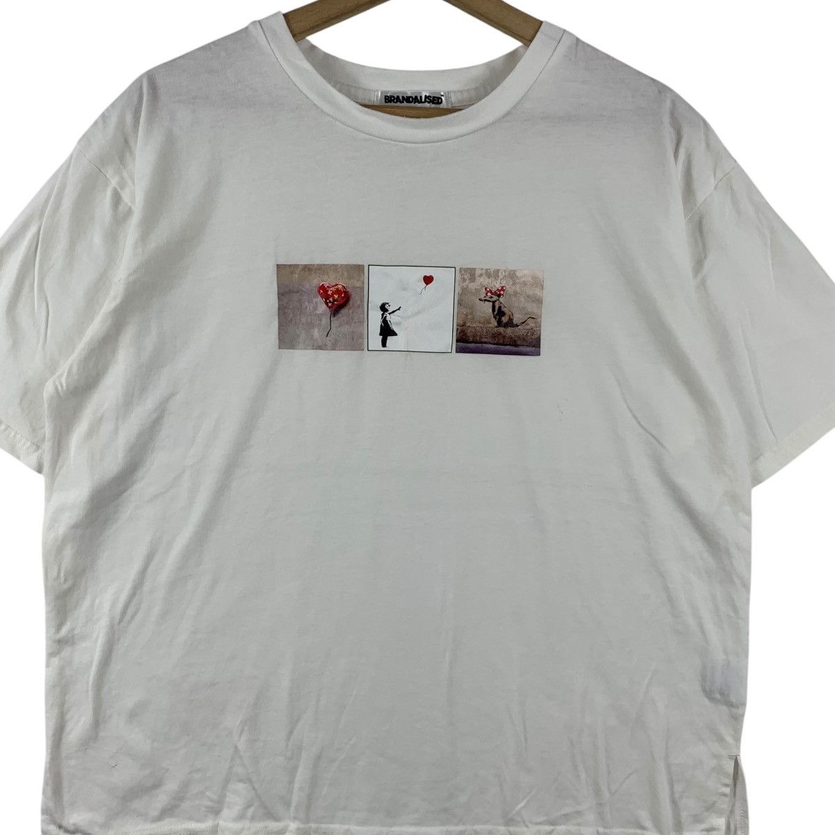 Vintage BRANDALISED BANKSY BALLOON GIRL Rat Tee Shirt Top Graffiti Size M / US 6-8 / IT 42-44 - 3 Thumbnail
