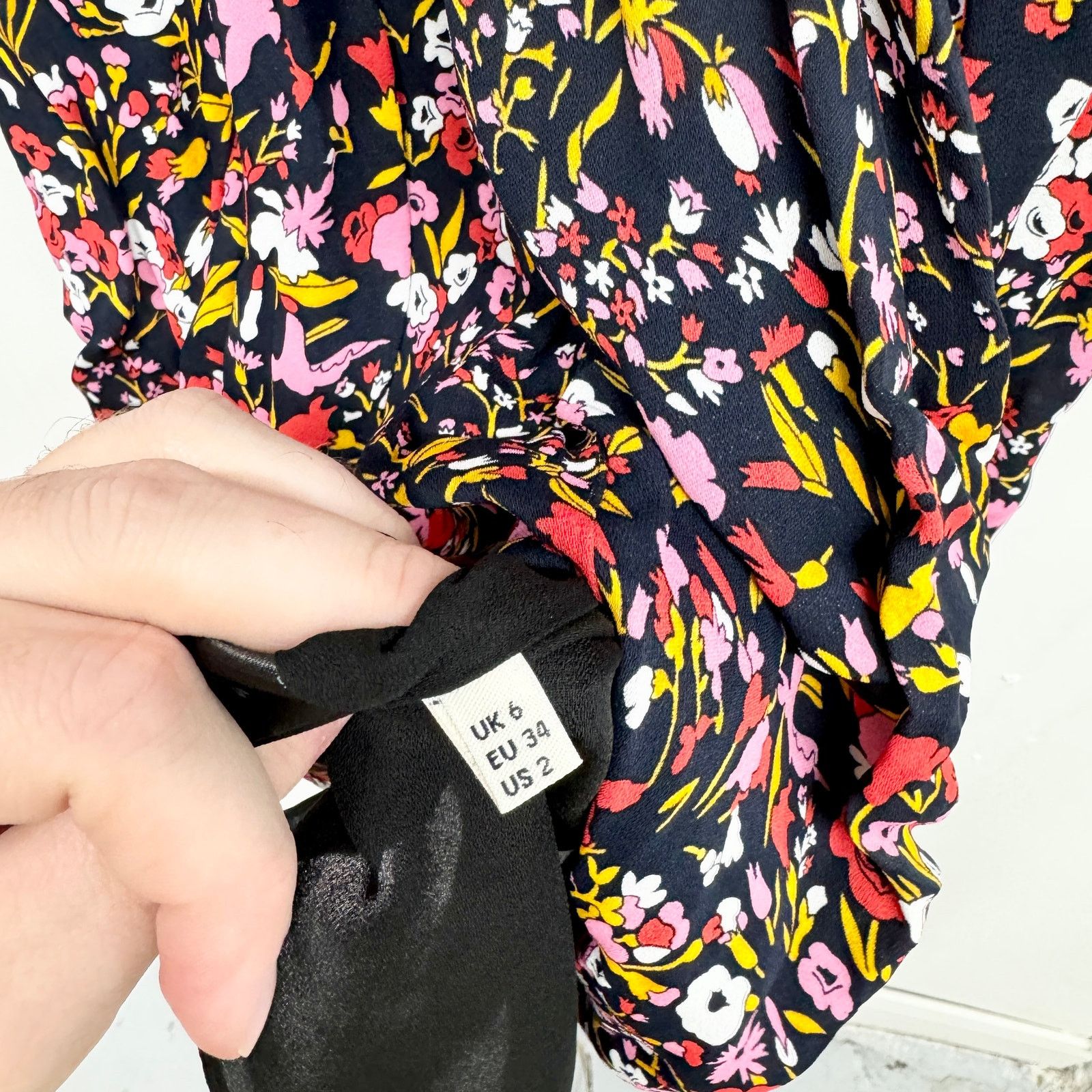 Whistles Whistles NavyMulti Floral Printed 3/4 Sleeve Mini Dress Sz 2 Size XS / US 0-2 / IT 36-38 - 3 Thumbnail