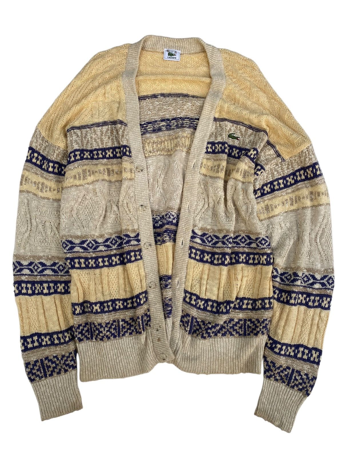 Lacoste × Vintage Vtg Lacoste Sweater Knitwear Cardigan Size L / US 10 / IT 46 - 1 Thumbnail