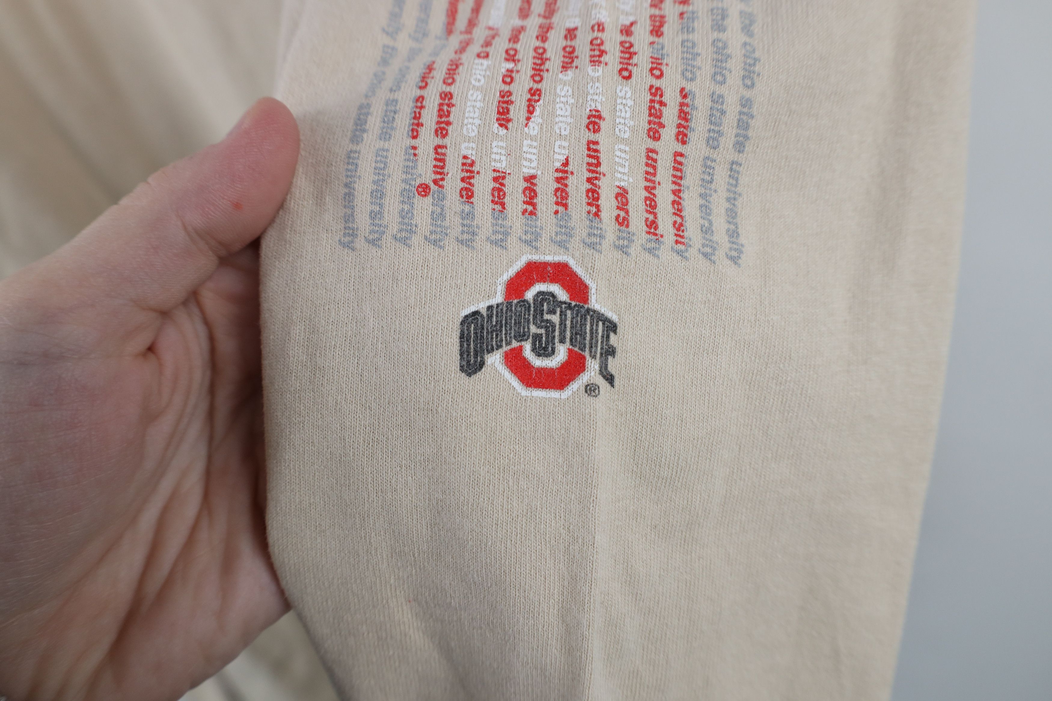 Vintage Vintage 90s Ohio State University Long Sleeve T-Shirt Beige Size US L / EU 52-54 / 3 - 5 Thumbnail