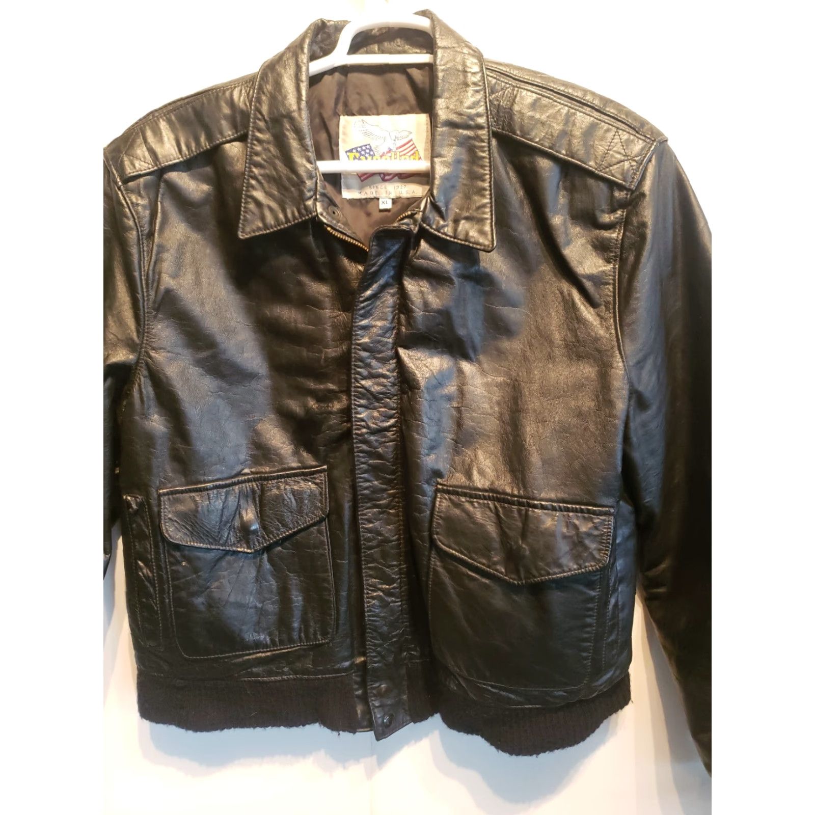 Vintage VINTAGE Excelled A-2 Black Leather Aviator Flight Bomber Jacket Mens XL size XL Leather Motorcycle Jacket Size US XL / EU 56 / 4 - 3 Thumbnail