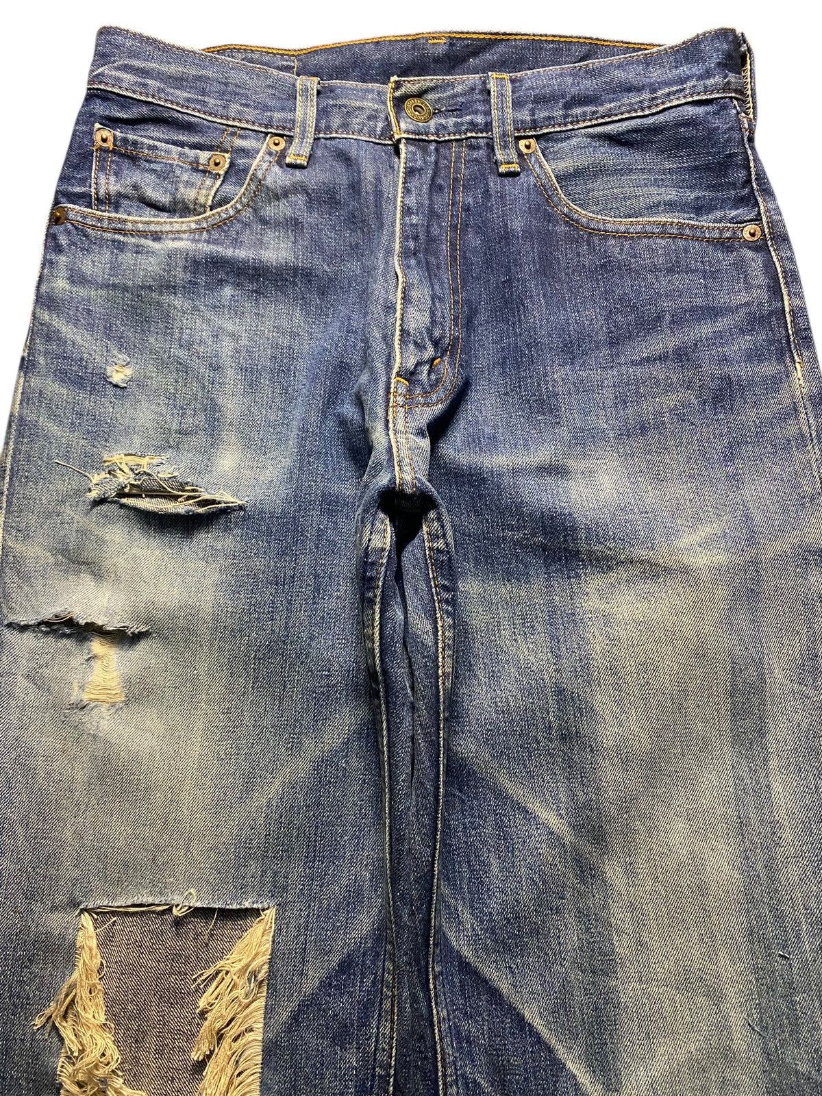Levi's Vintage Clothing Vintage Levis 502 Mud Wash Ripped Loose Jeans Size US 30 / EU 46 - 3 Thumbnail