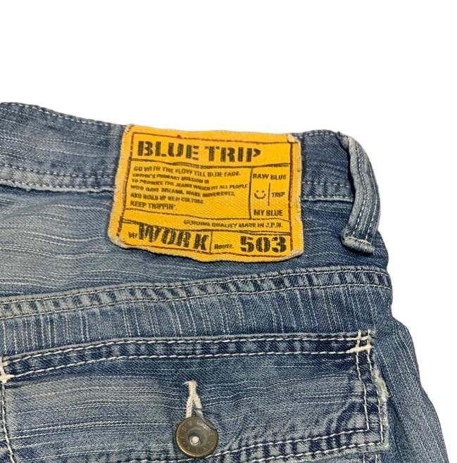 Edwin Vintage Edwin Work 503 Blue Trip Straight Jeans Distressed Size US 38 / EU 54 - 10 Thumbnail