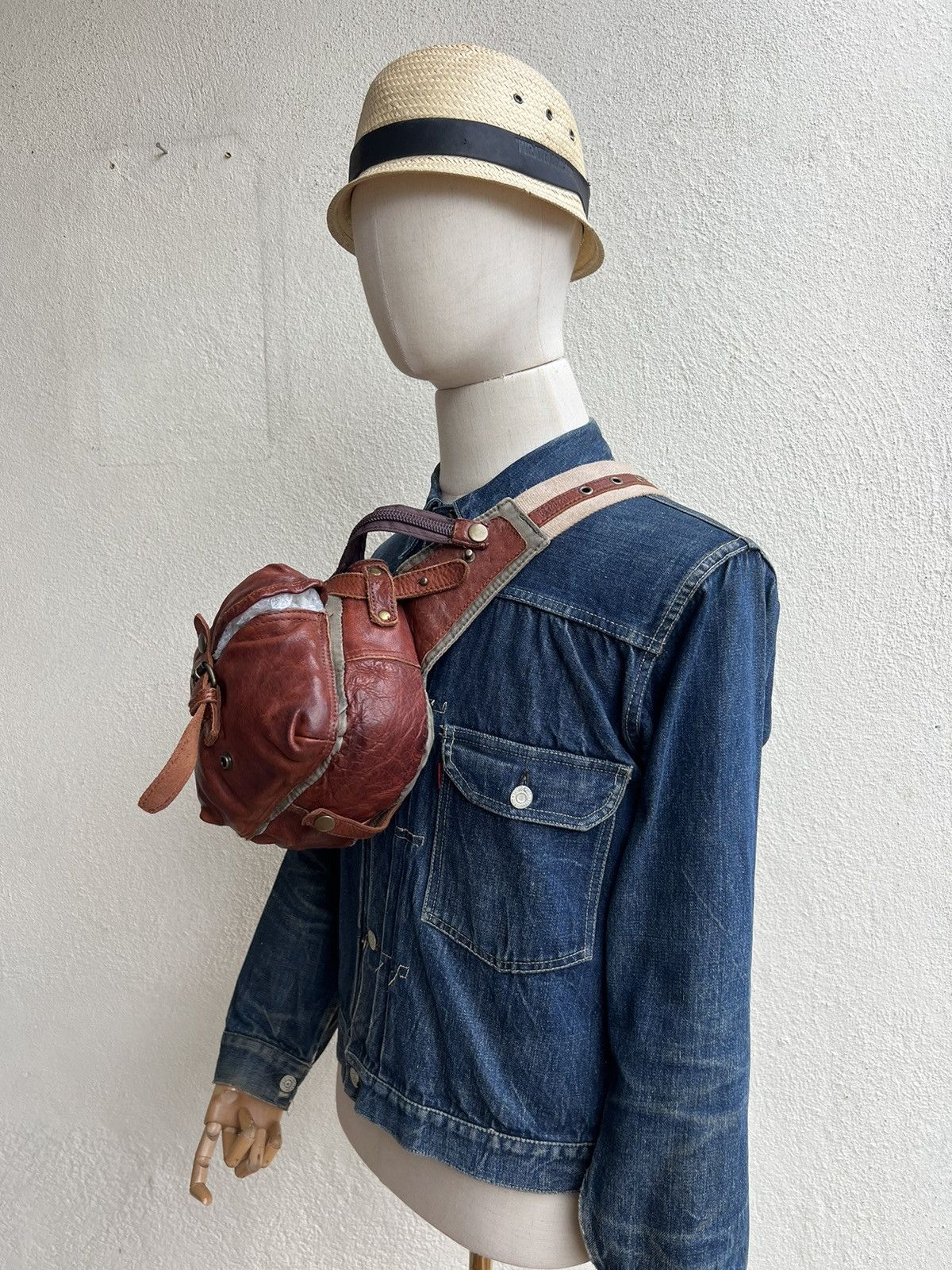 Leather Vintage Tough JeansSmith Military Surplus Patina Leather Bag Size ONE SIZE - 3 Thumbnail
