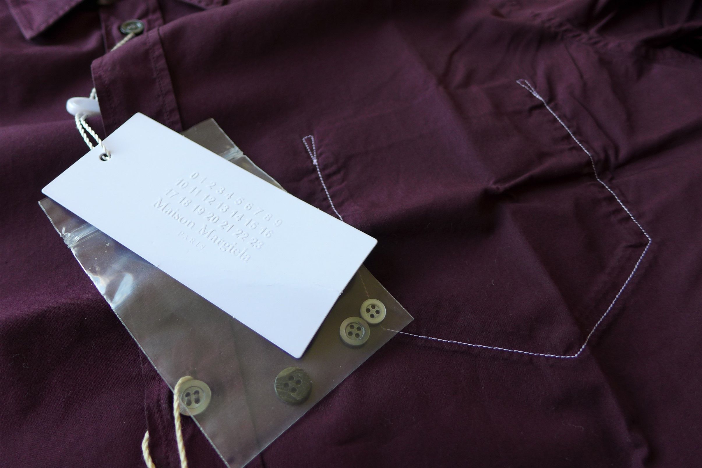 Maison Margiela Margiela Faux Pocket Shirt - Burgundy Cotton Size US L / EU 52-54 / 3 - 9 Thumbnail