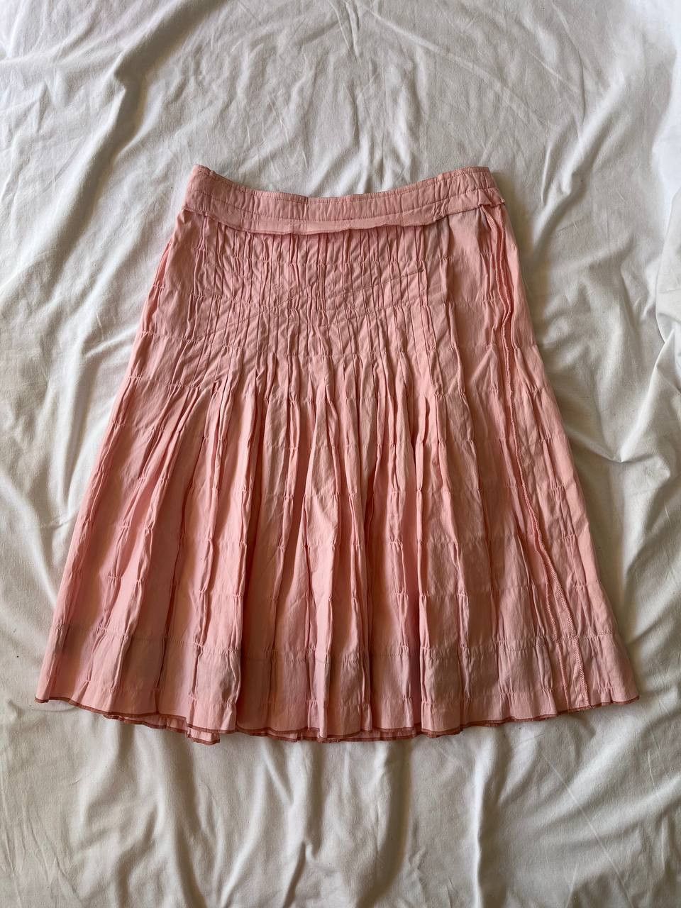Other × Vintage Schumaher pink cotton pleated beaded knee length skirt Size 28" / US 6 / IT 42 - 4 Thumbnail