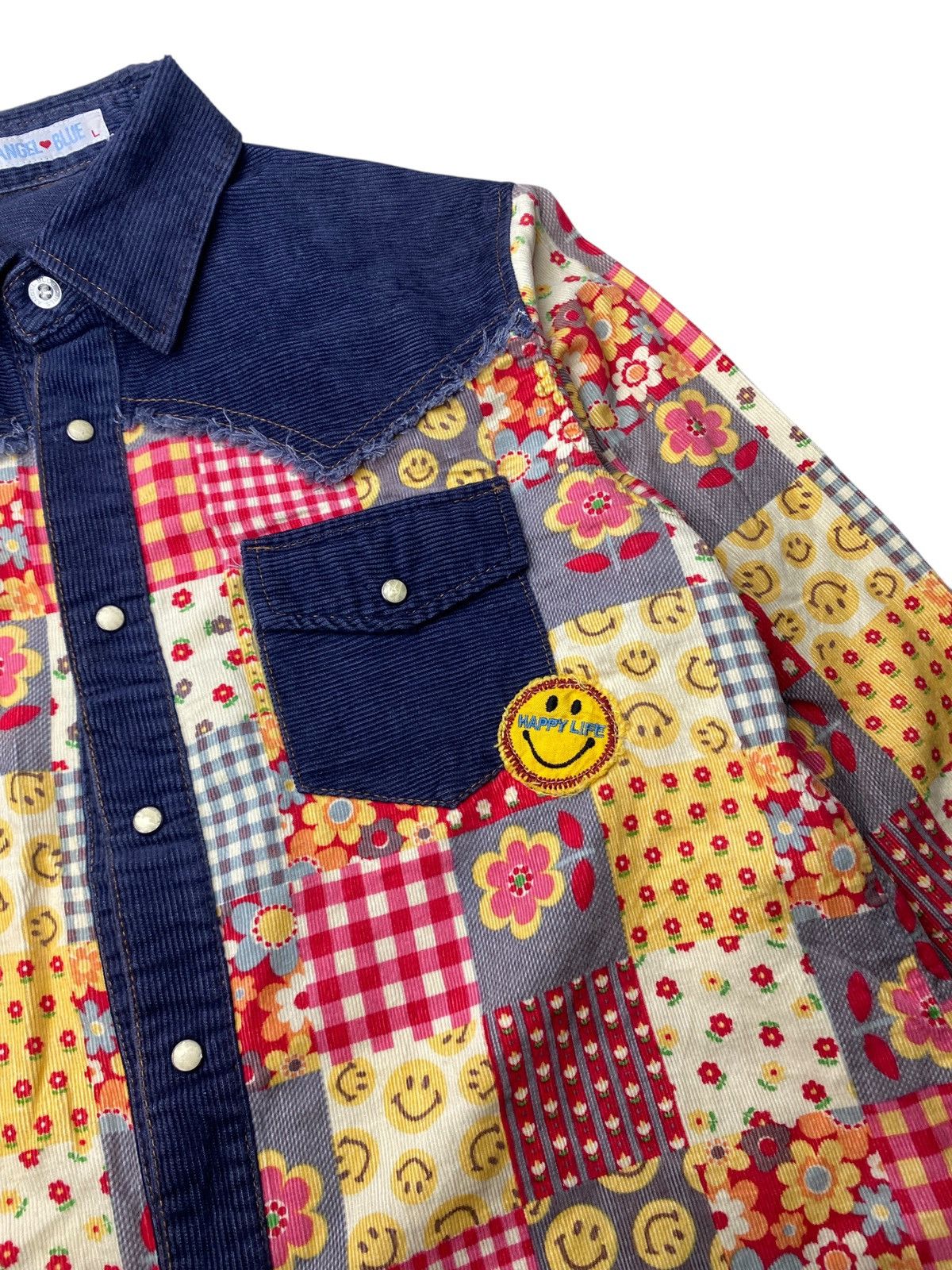 Angel Blue 2000's Angel Blue Patchwork Corduroy Shirts Size US M / EU 48-50 / 2 - 5 Thumbnail