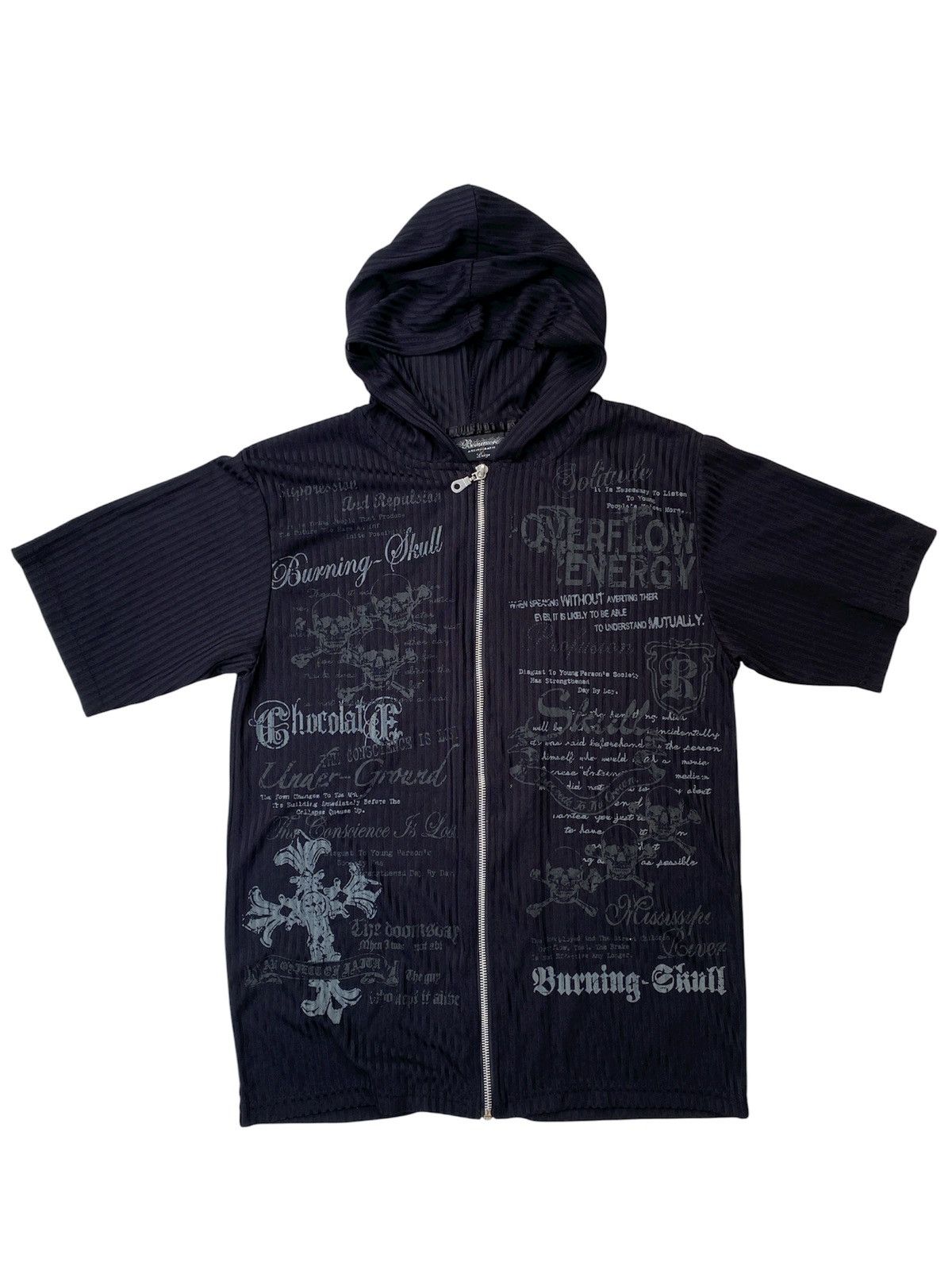 Beaumere Cross Skull Chrome heart Style Hoodie Zipper Tee