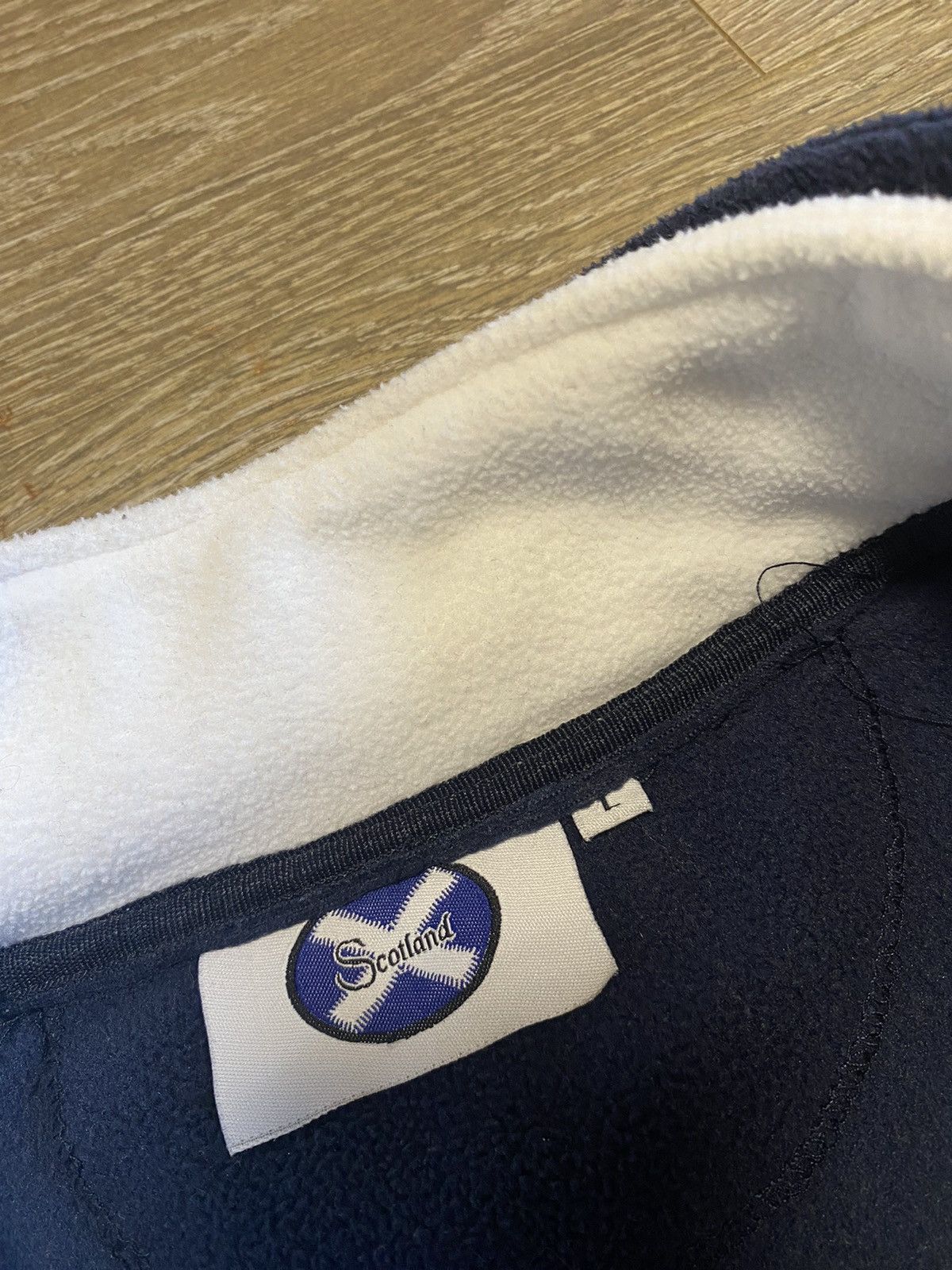 Japanese Brand × Vintage Vintage Scotland 1/4 Zip Navy Fleece Sweatshirt Size US L / EU 52-54 / 3 - 7 Thumbnail