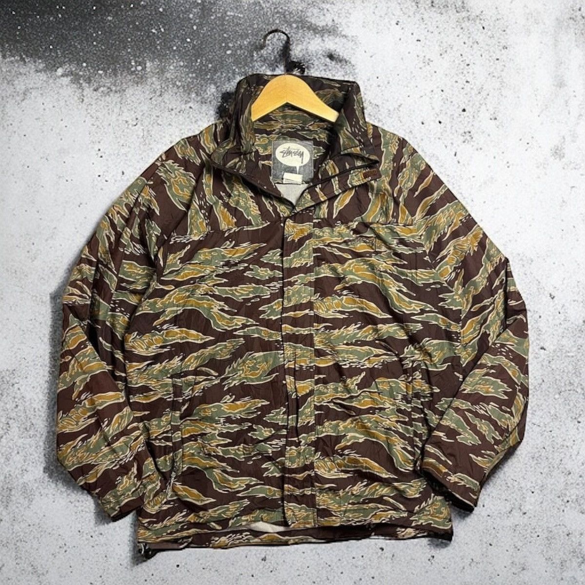 image of Military x Stussy Vintage Stussy Tiger Camo Jacket, Men's (Size XL)