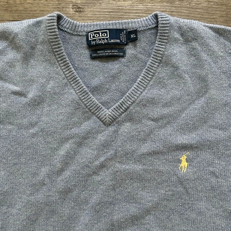 Polo Ralph Lauren Vintage Polo Ralph Lauren V-Neck Lambs Wool Knit Sweater Size US XL / EU 56 / 4 - 2 Thumbnail