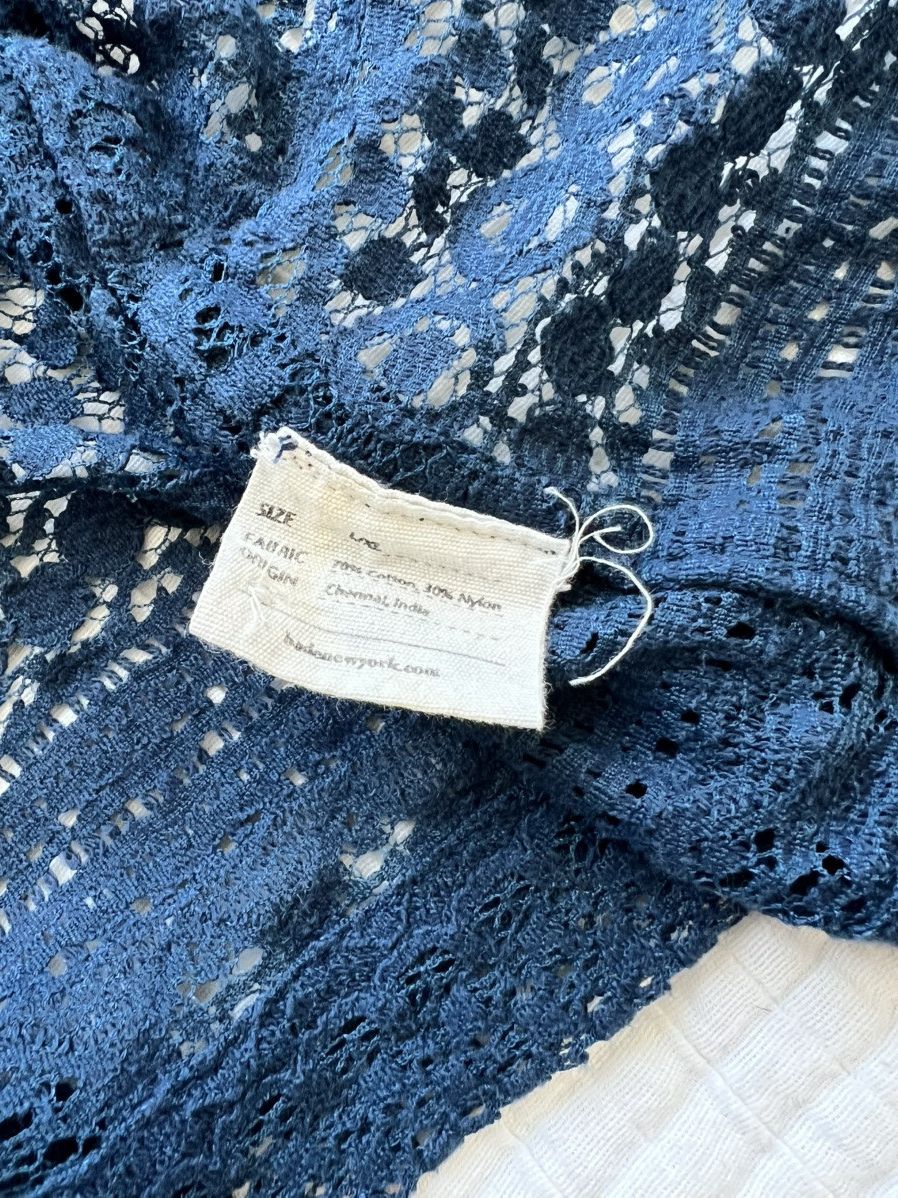Bode 500USD BODE Sampler Quaker Lace Shirt - Navy Size US L / EU 52-54 / 3 - 8 Thumbnail