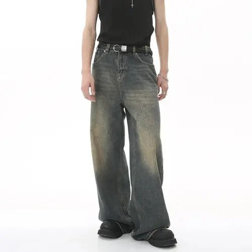 Jean × Vintage Vintage Distressed Loose Wide Leg Mopping Jeans y2k Size US 32 / EU 48 - 1 Thumbnail