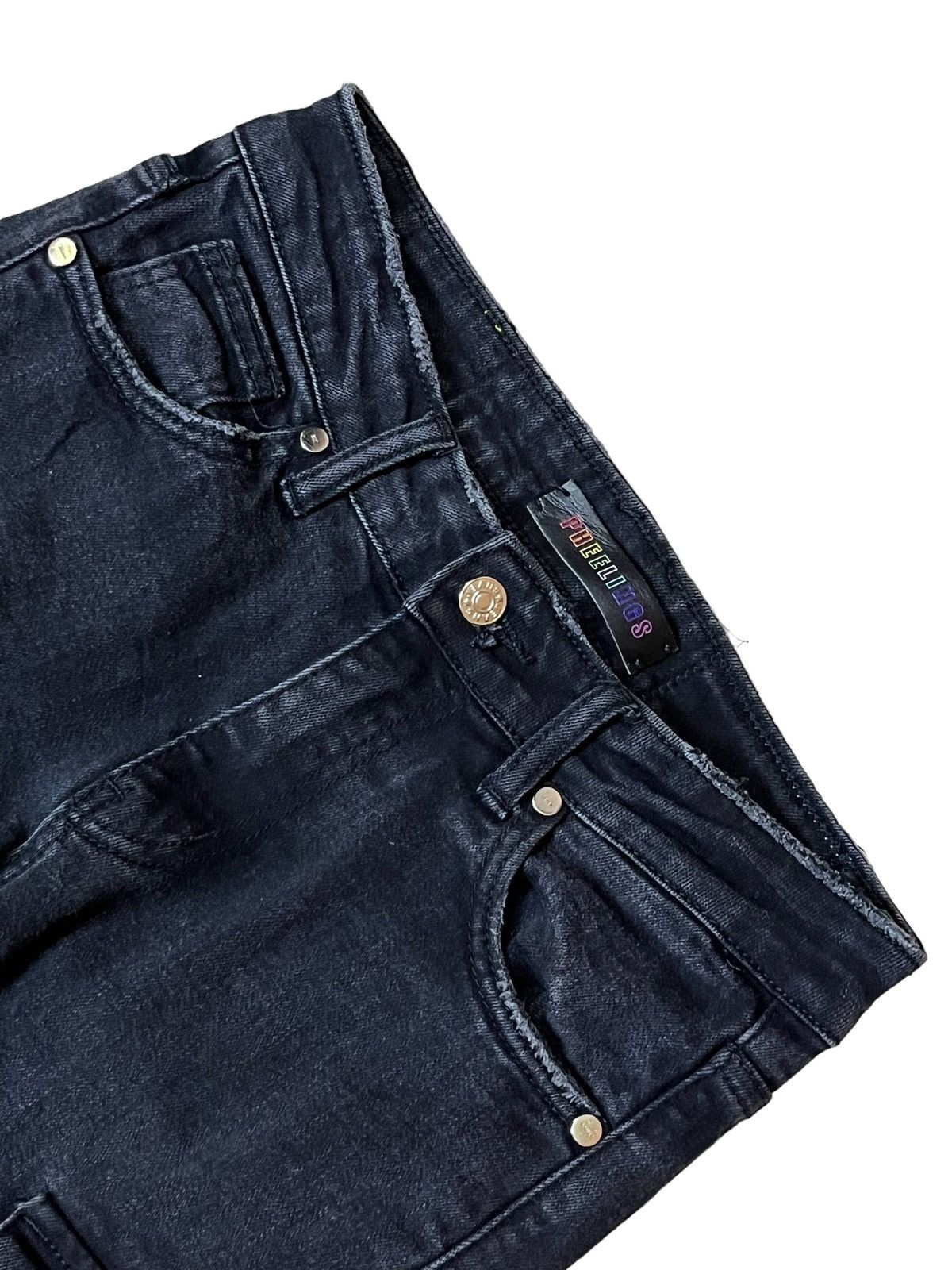 Le Grande Bleu (L.G.B.) SICK🔥PHEELINGS STACKED BONDAGE STRETCH COTTON FLARE JEANS Size US 30 / EU 46 - 7 Thumbnail