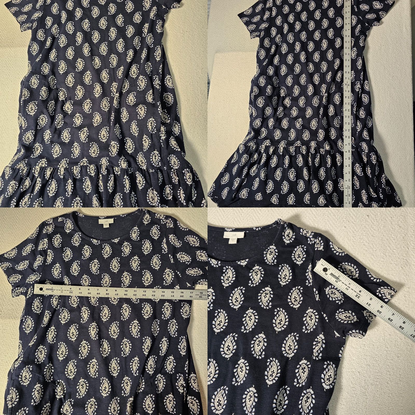J. Jill VINTAGE J. Jill Cotton Blend Shirt Dress Women Medium Navy Blue Paisley Casual Pockets 90s Size M / US 6-8 / IT 42-44 - 8 Thumbnail