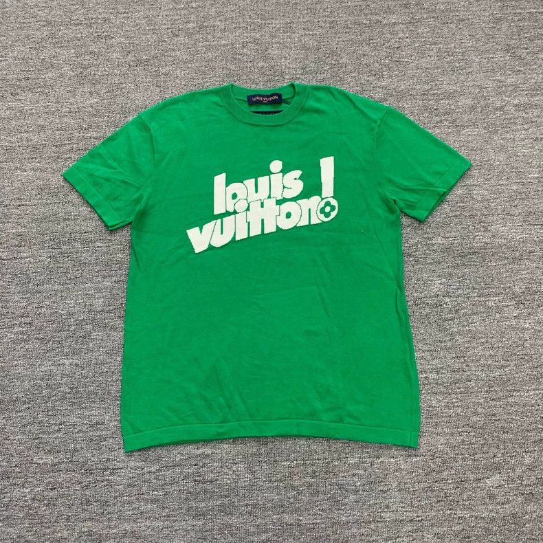 Louis Vuitton LOUIS VUITTON Green slogan knit short sleeves Size US S / EU 44-46 / 1 - 1 Thumbnail