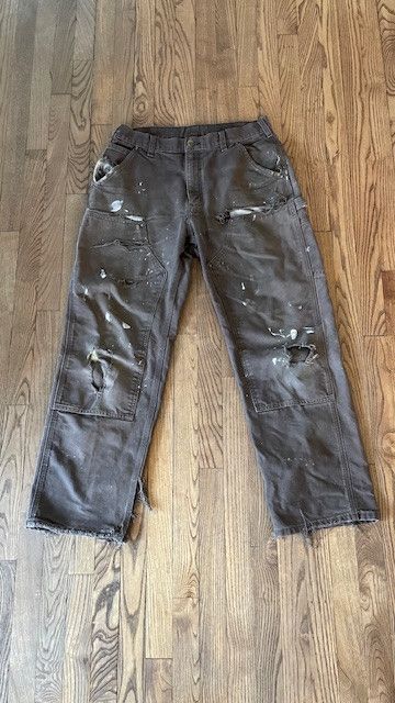 image of Distressed Carhartt Double Knee Pants in Brown, Men's (Size 34)