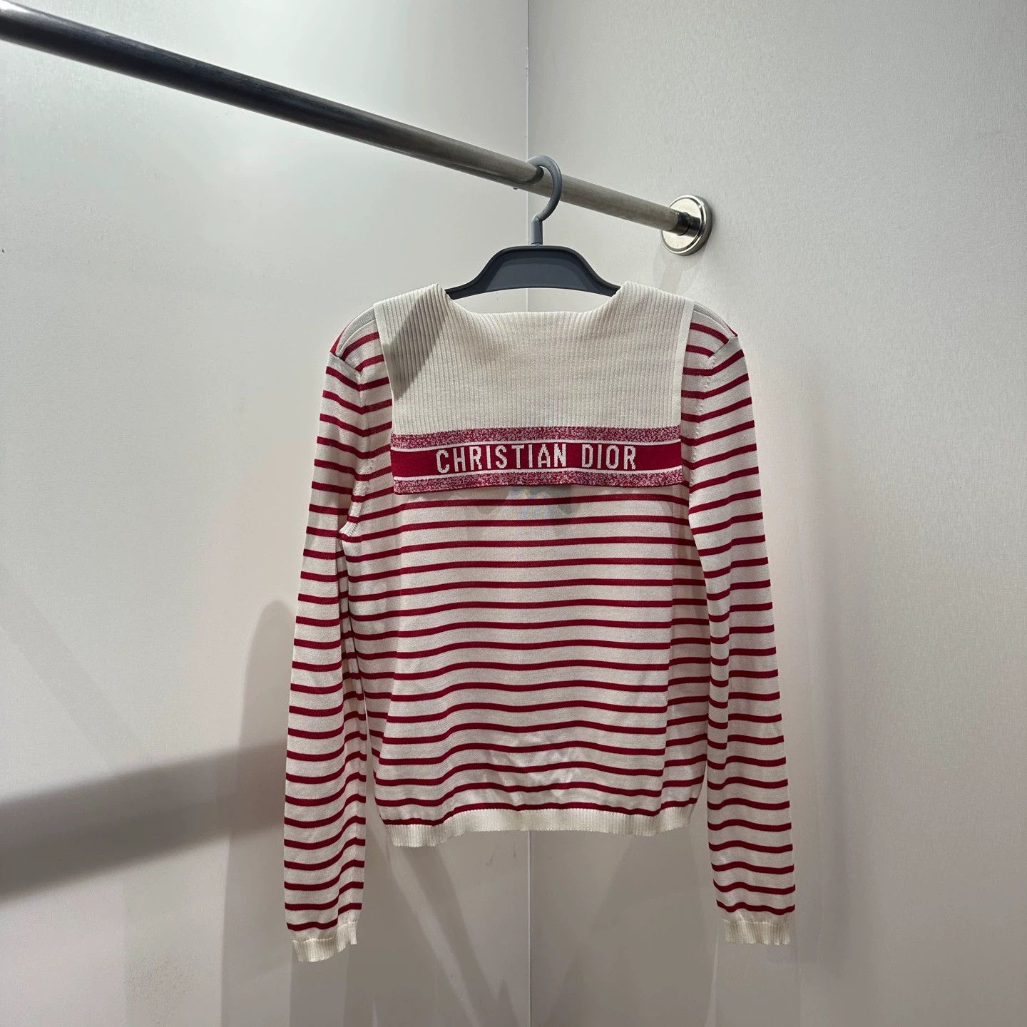 Dior Dior feb269 logo navy collar red white stripe knit 40 silk Size M / US 6-8 / IT 42-44 - 1 Thumbnail
