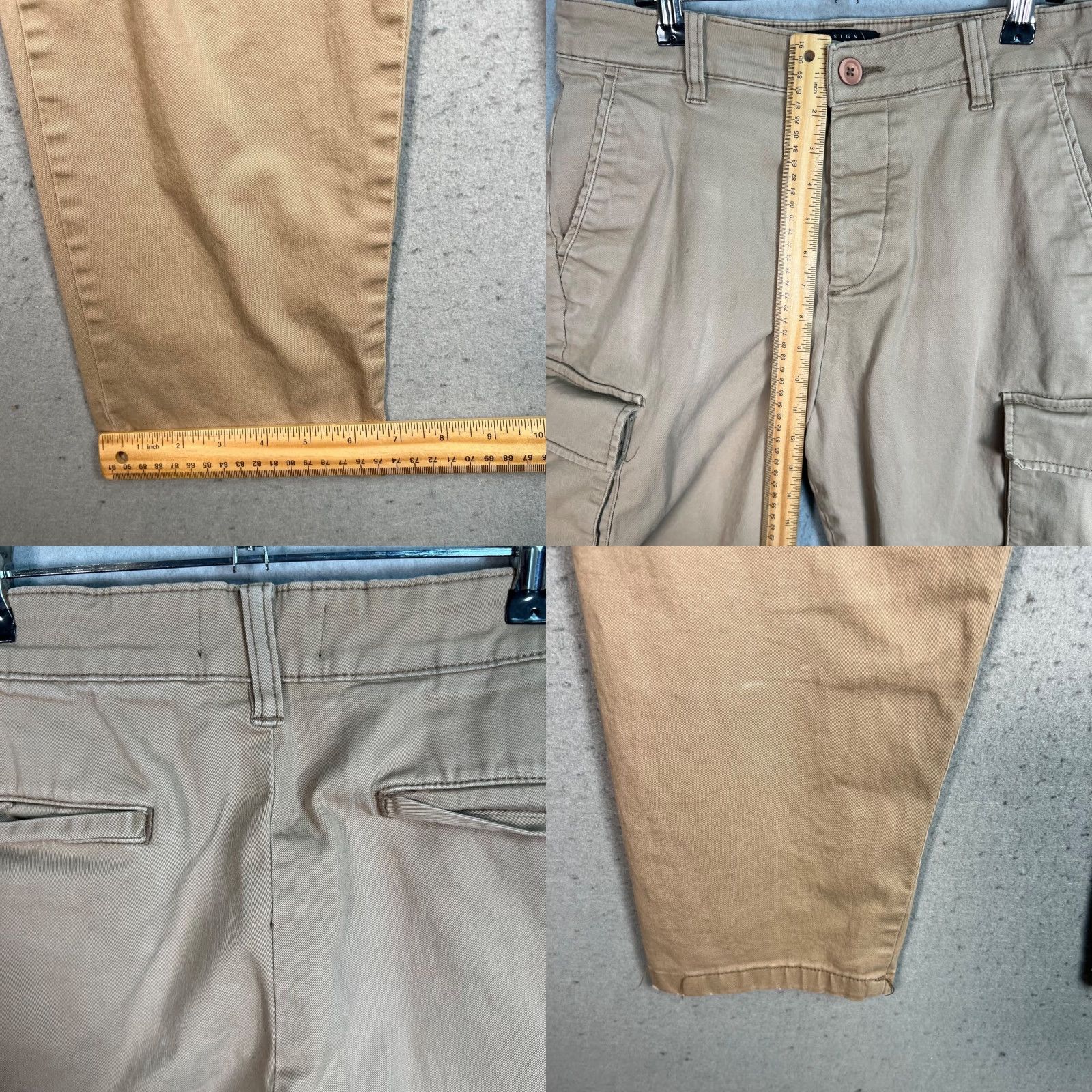 Asos ASOS Design Mens 30 Beige Tapered Leg Cargo Pants Cotton Blend Cargo Pocket, Flat Front, Regular, Cotton, Mens, Pants Size US 30 / EU 46 - 8 Thumbnail