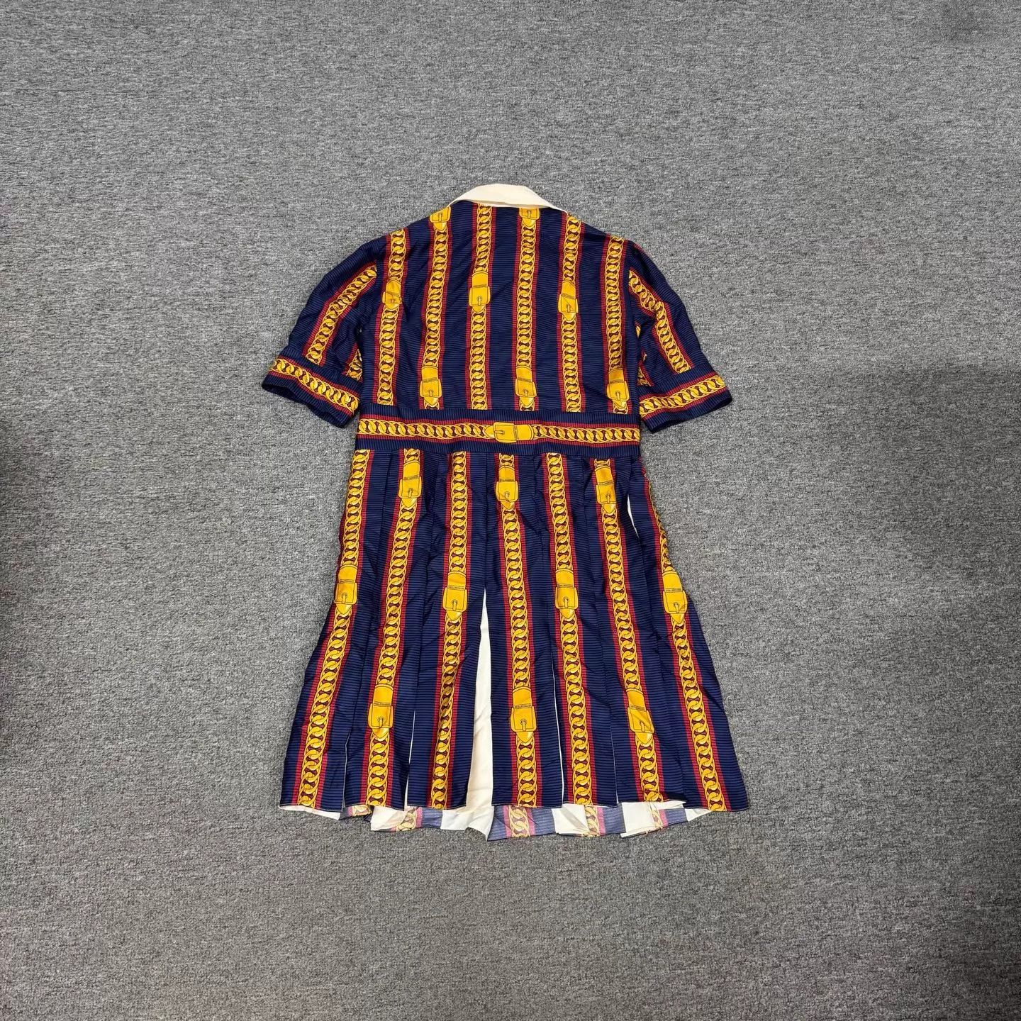 Gucci Gucci Navy Gold Stripe Hot Pink Bow Collar Dress 42 99New Size M / US 6-8 / IT 42-44 - 2 Thumbnail