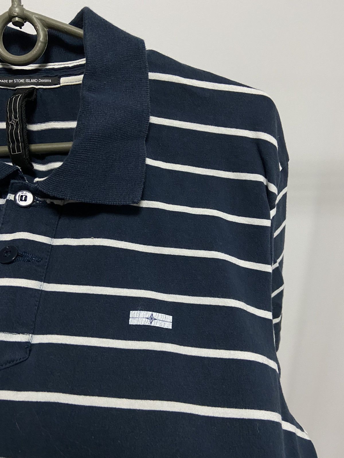 Stone Island × Vintage Stone island denims Vintage T Shirt Polo Small Logo striped Size US L / EU 52-54 / 3 - 3 Thumbnail