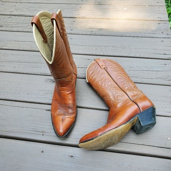 Vintage 90s y2k Whiskey Brown Leather Western Cowboy Boots