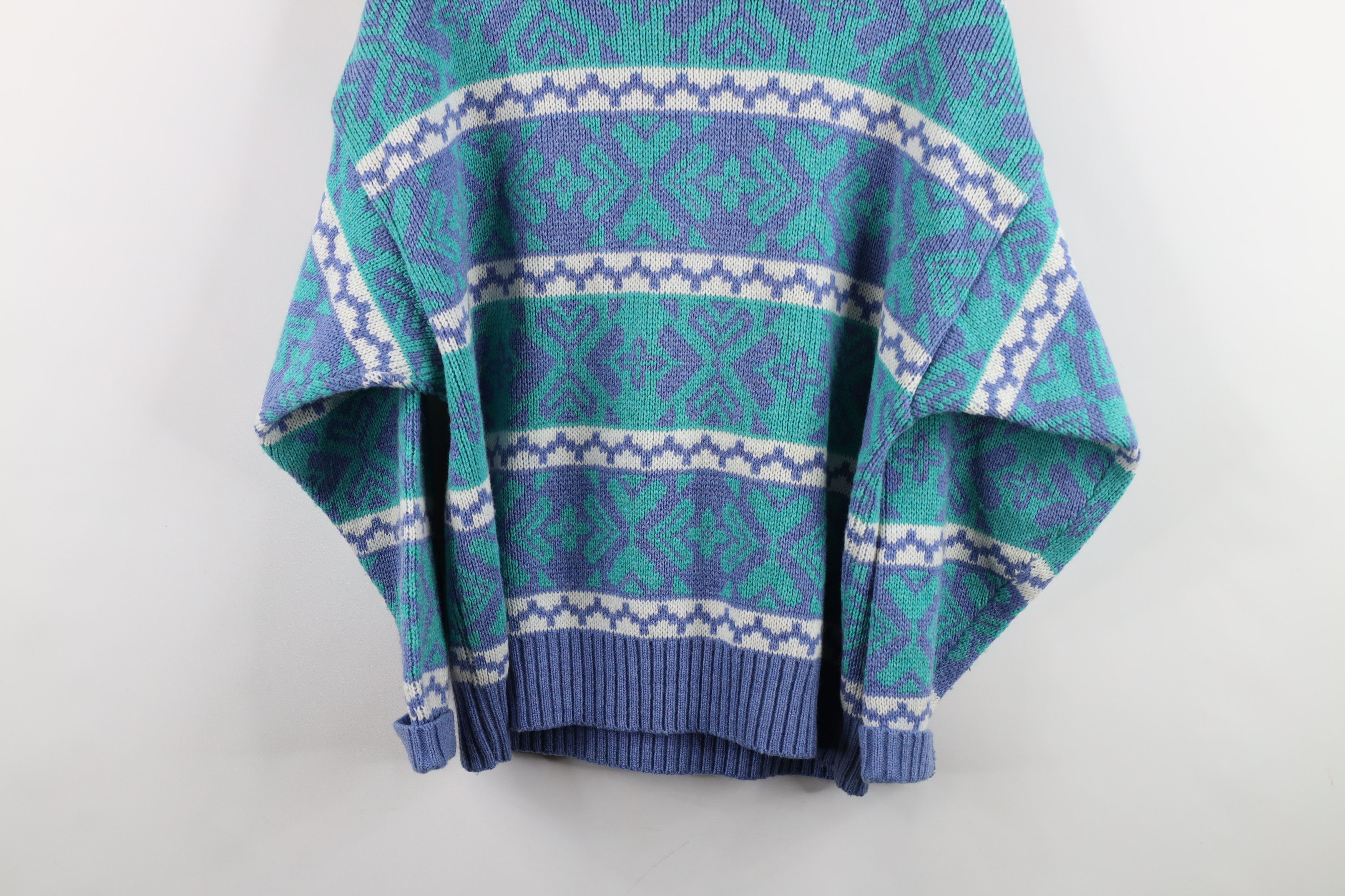 Vintage Vintage 90s Streetwear Blend Fair Isle Mock Neck Sweater USA Size L / US 10 / IT 46 - 12 Thumbnail