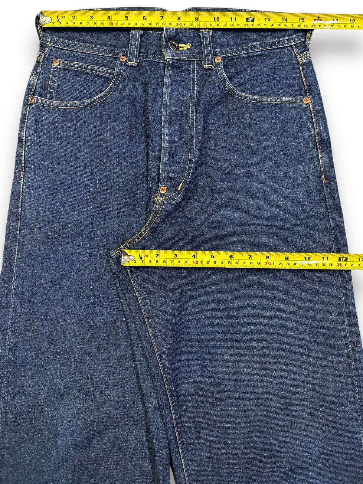 Sugar Cane Vintage 1990s Sugar Cane’s Selvedge Buckle Back Baggy Jeans Size US 30 / EU 46 - 19 Thumbnail