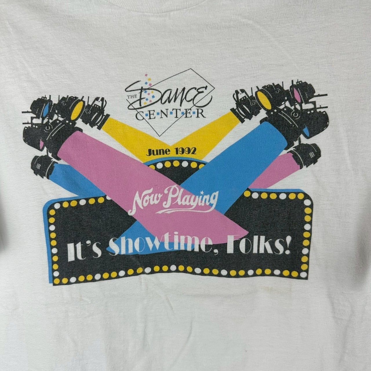 Hanes × Vintage Vintage 1992 Dance Center It's Showtime Folks! Promo T-shirt Size US L / EU 52-54 / 3 - 7 Thumbnail